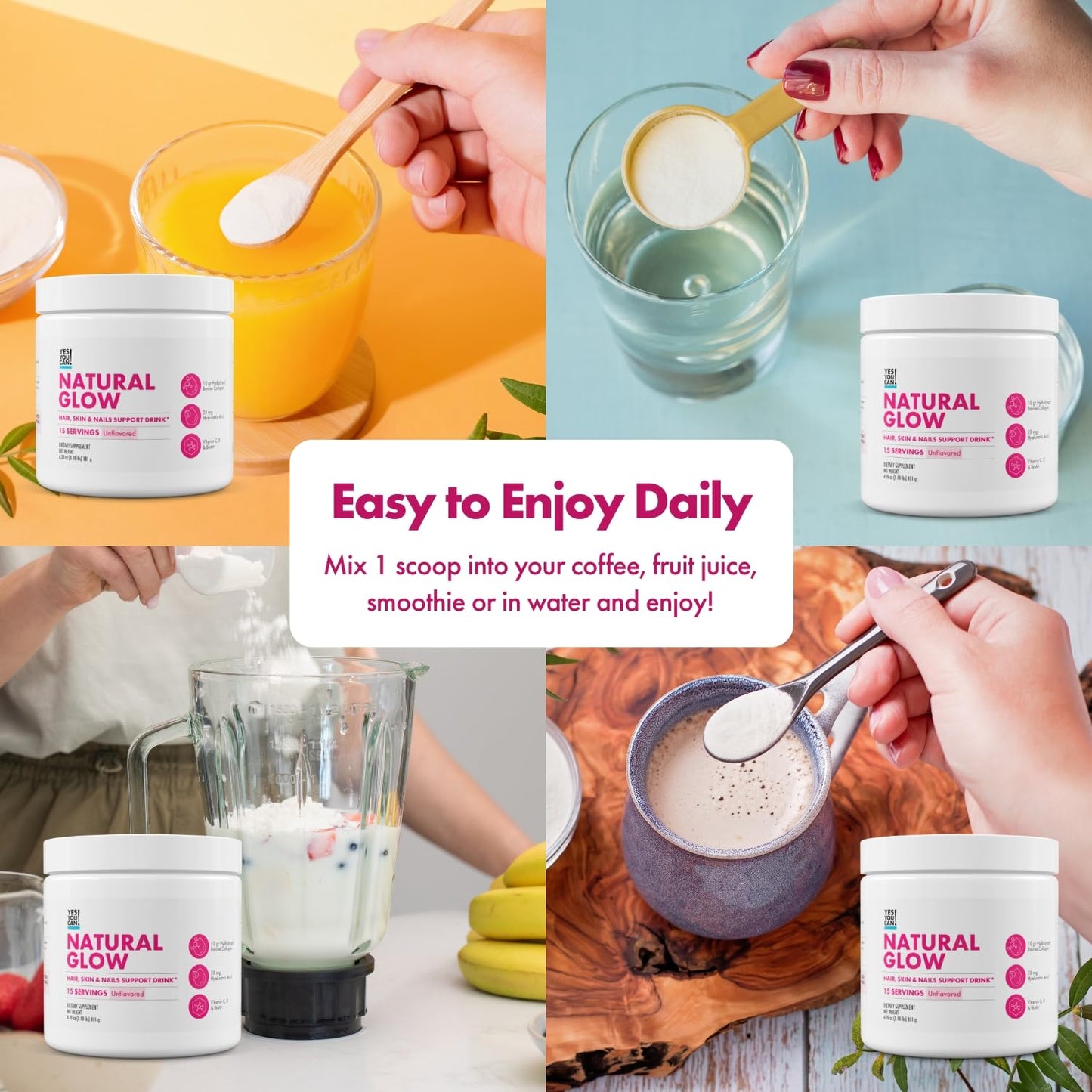 Yes You Can! Natural Glow Beauty Collagen Powder 6 oz
