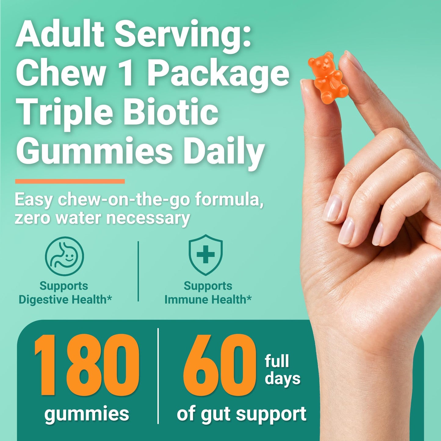 Hanliste Probiotic Gummies, Probiotic Prebiotic & Postbiotic Gummy 180 Count