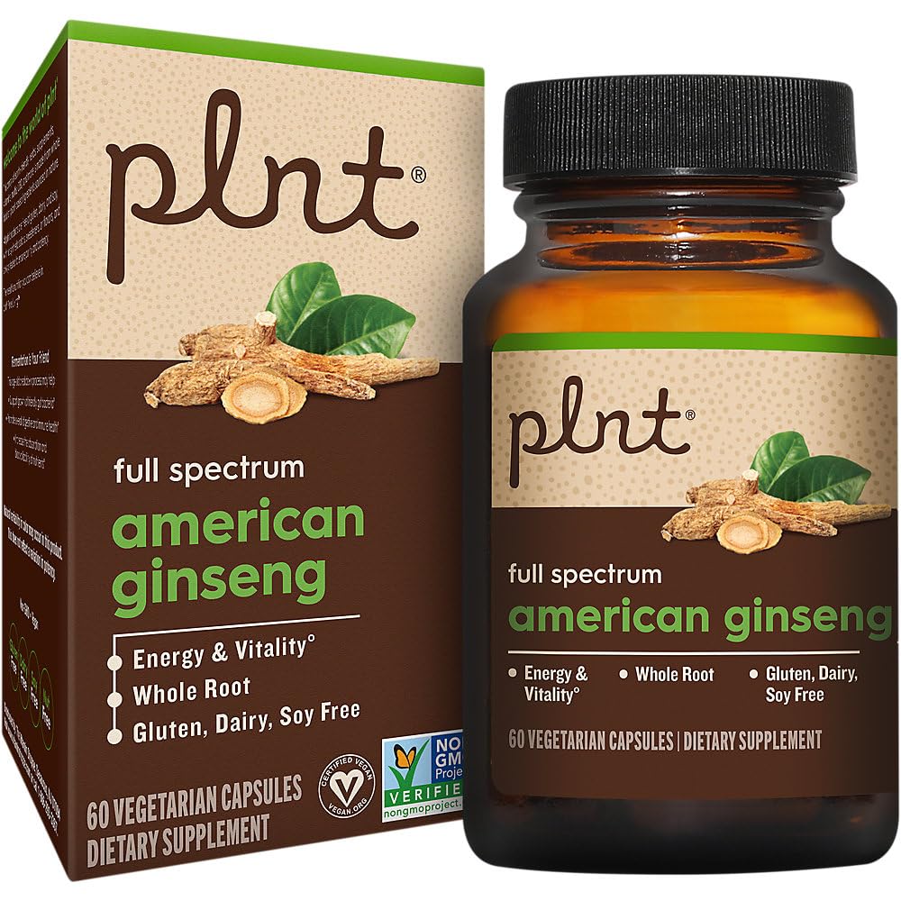 plnt American Ginseng Full Spectrum Whole Root Capsules 60