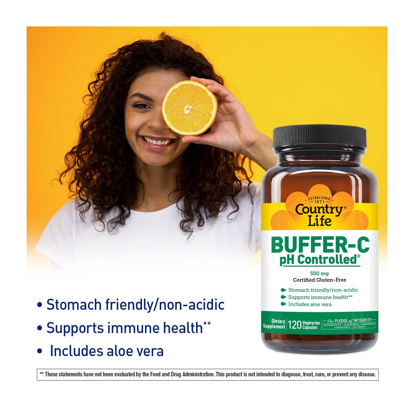 Country Life Buffer-C 500 mg Vitamin C with Bioflavonoids Capsules, 120 Count