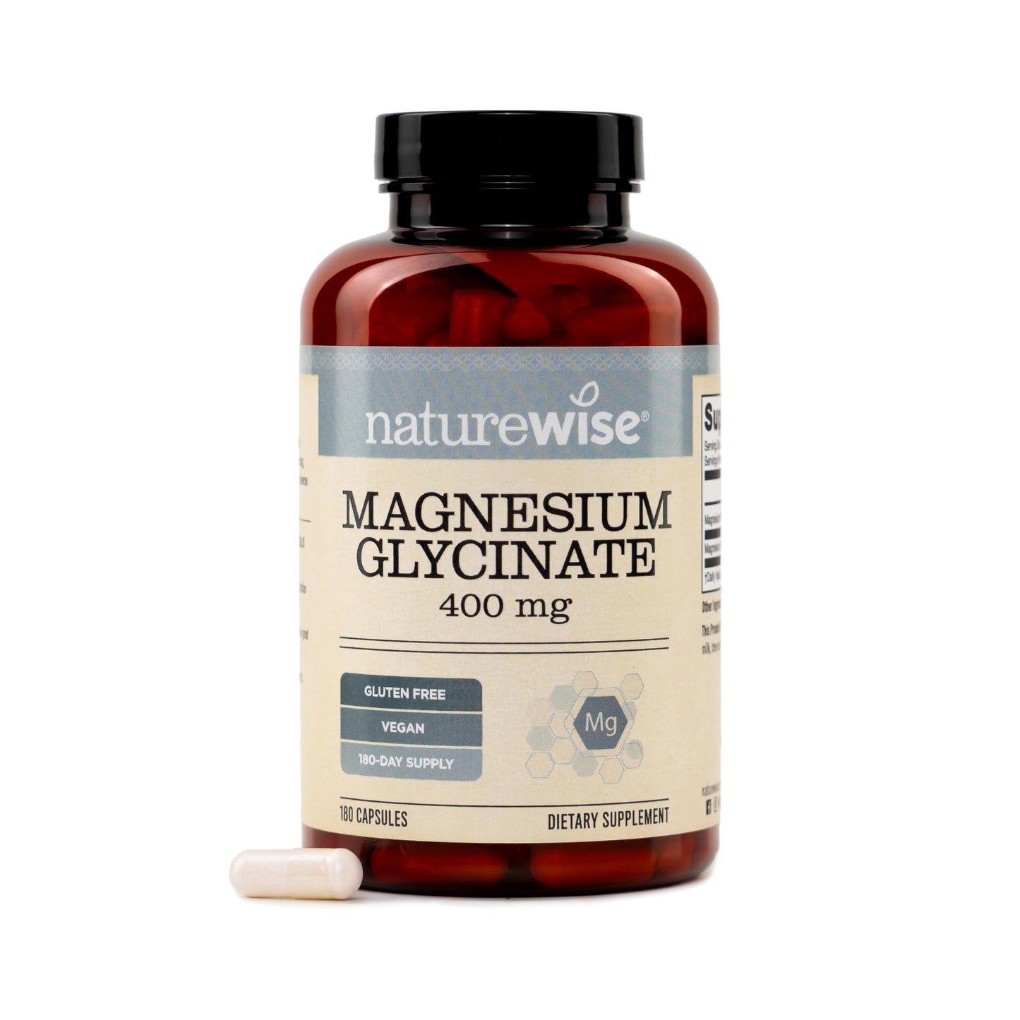 NatureWise Magnesium Glycinate 400 mg Capsule, 180 Capsules