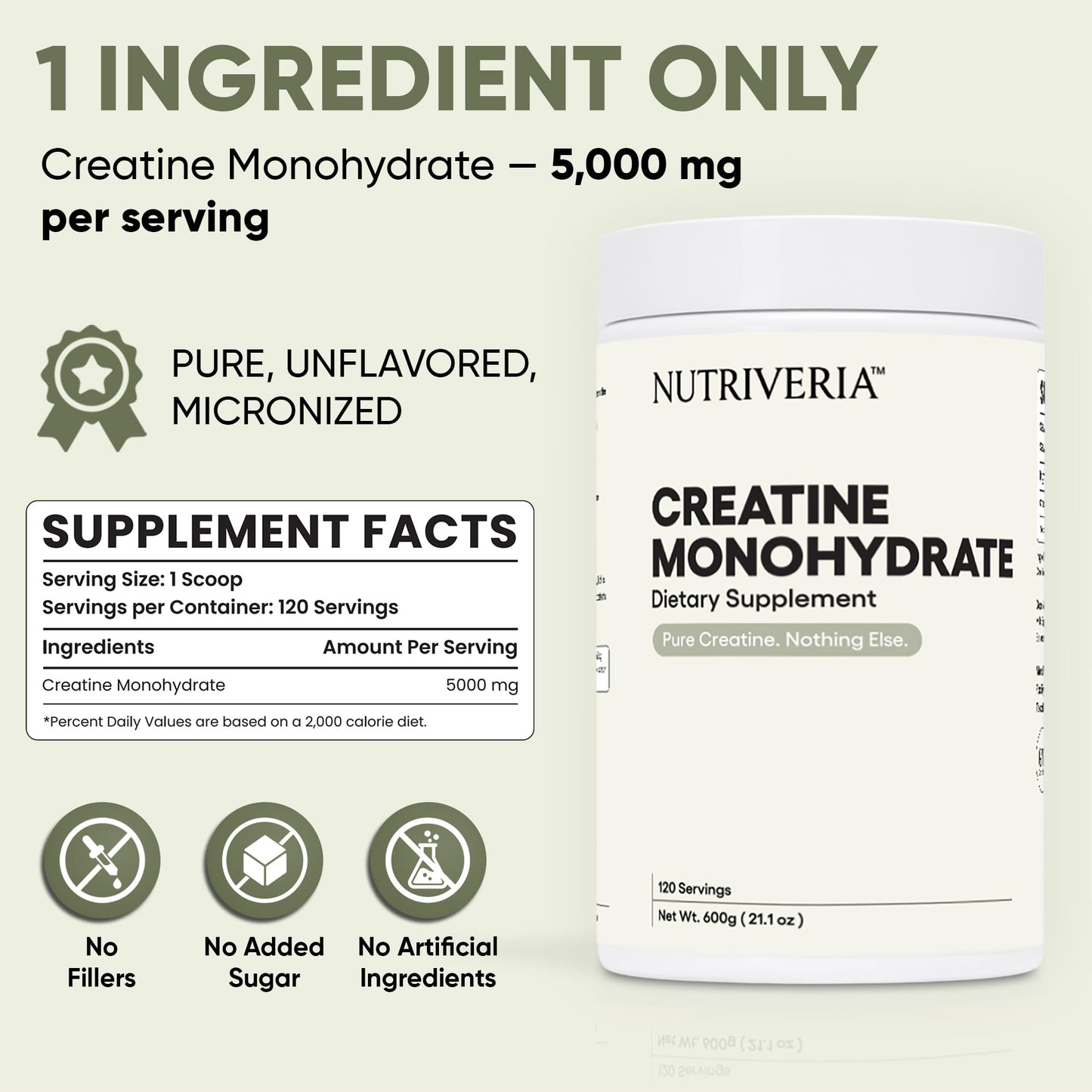 Nutriveria Micronized Creatine Monohydrate Powder 21.2 oz