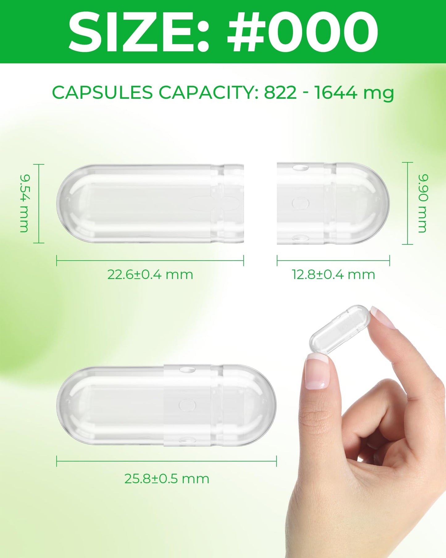 Angtai JN Vegan Empty Plant-Based Clear Capsules, 100 Count