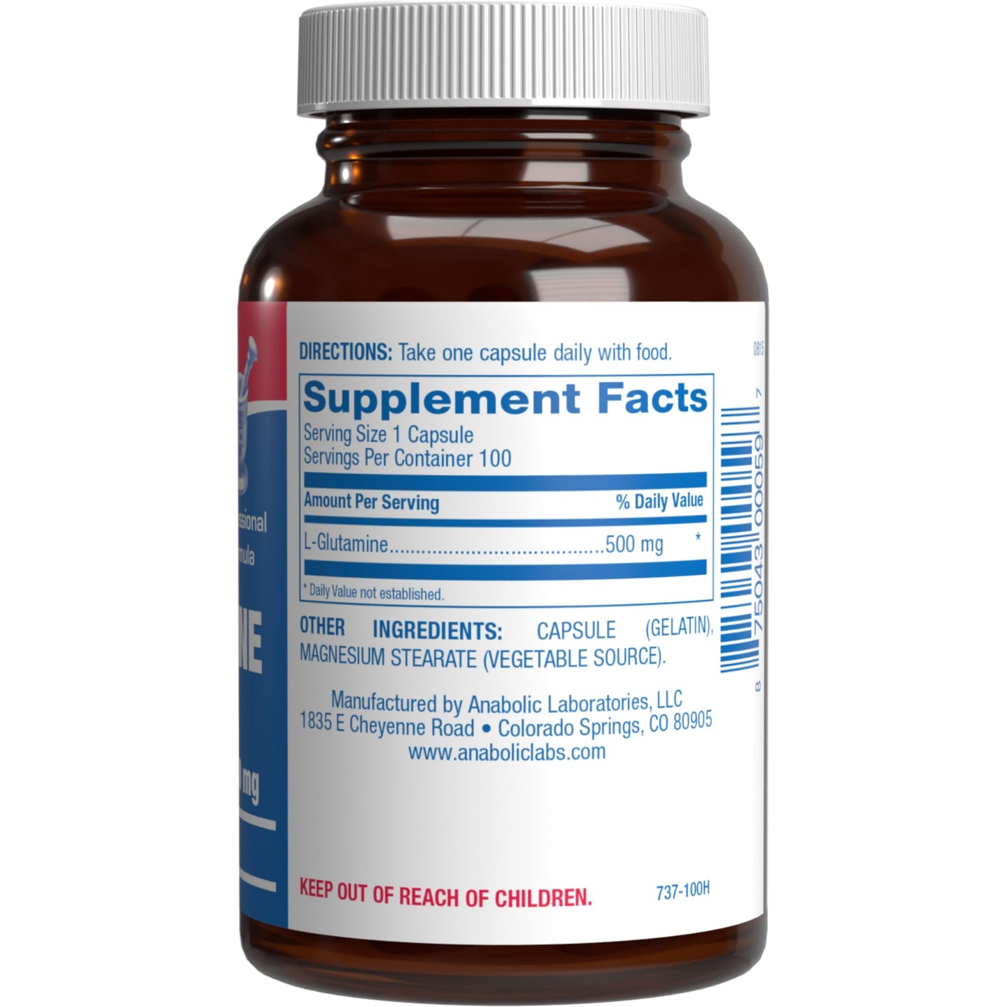 Anabolic Laboratories L-Glutamine Capsules 500mg, 100 Servings