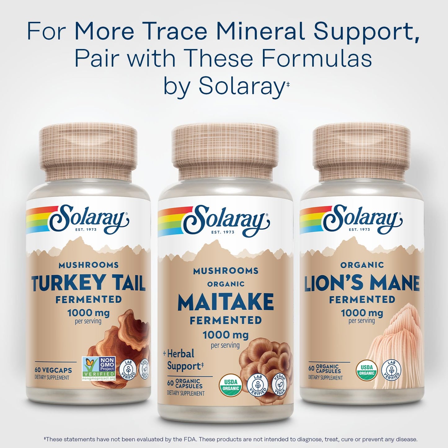 SOLARAY Organic Fermented Maitake Mushroom Supplement 1000mg Capsule, 60 VegCaps