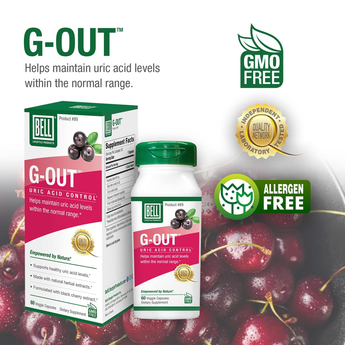 Bell G-Out Uric Acid Cleanse Capsules, 120 Count