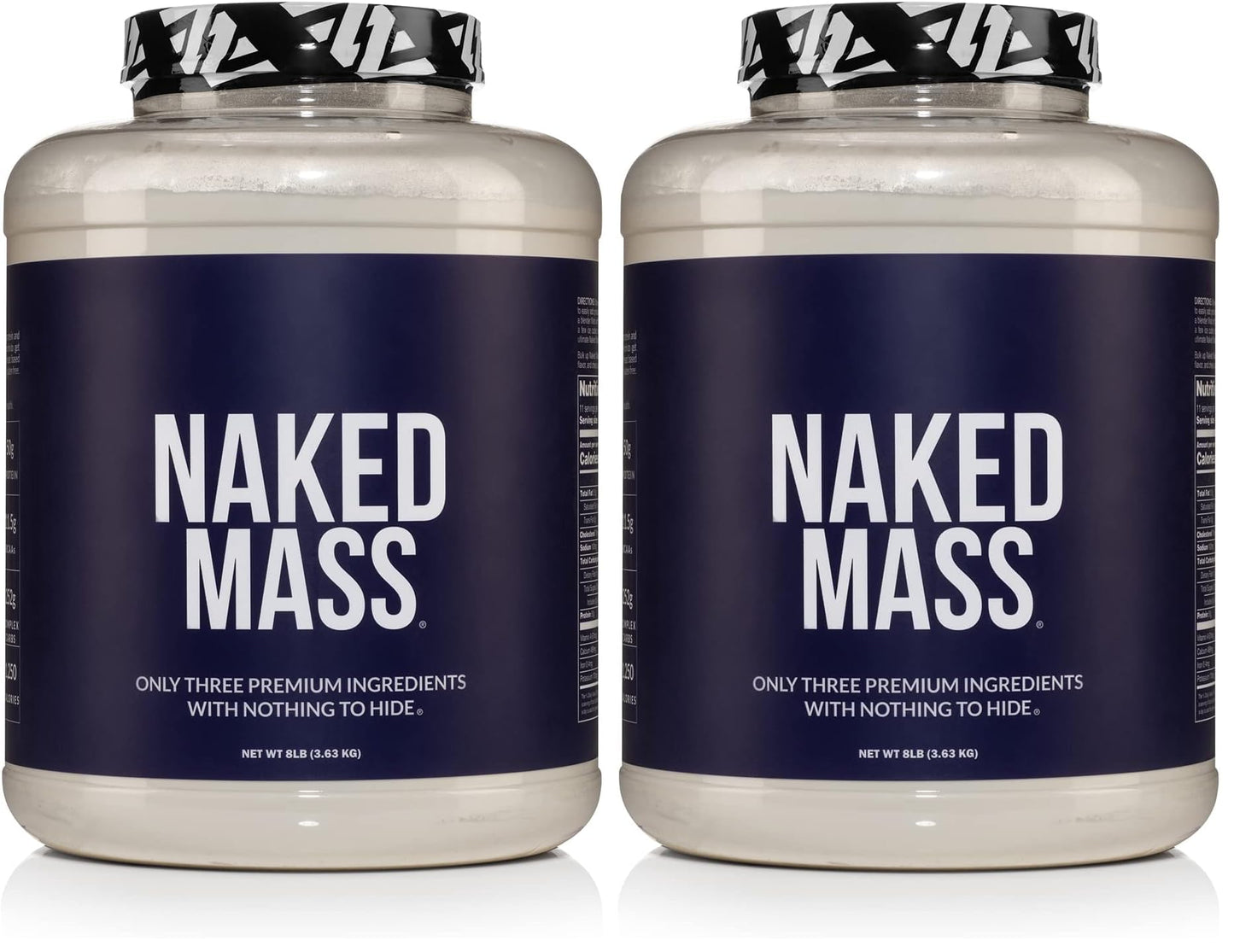 NAKED Mass Natural Weight Gainer Protein Powder 8 Pound (Pack of 2) 256 Servings