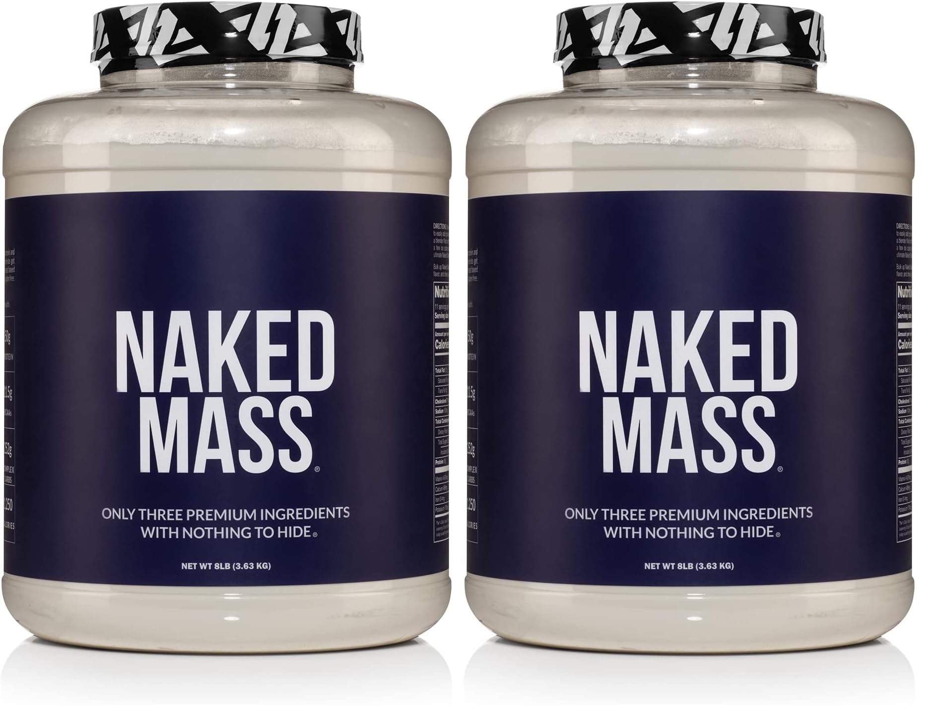 NAKED Mass Natural Weight Gainer Protein Powder 8 Pound (Pack of 2) 256 Servings