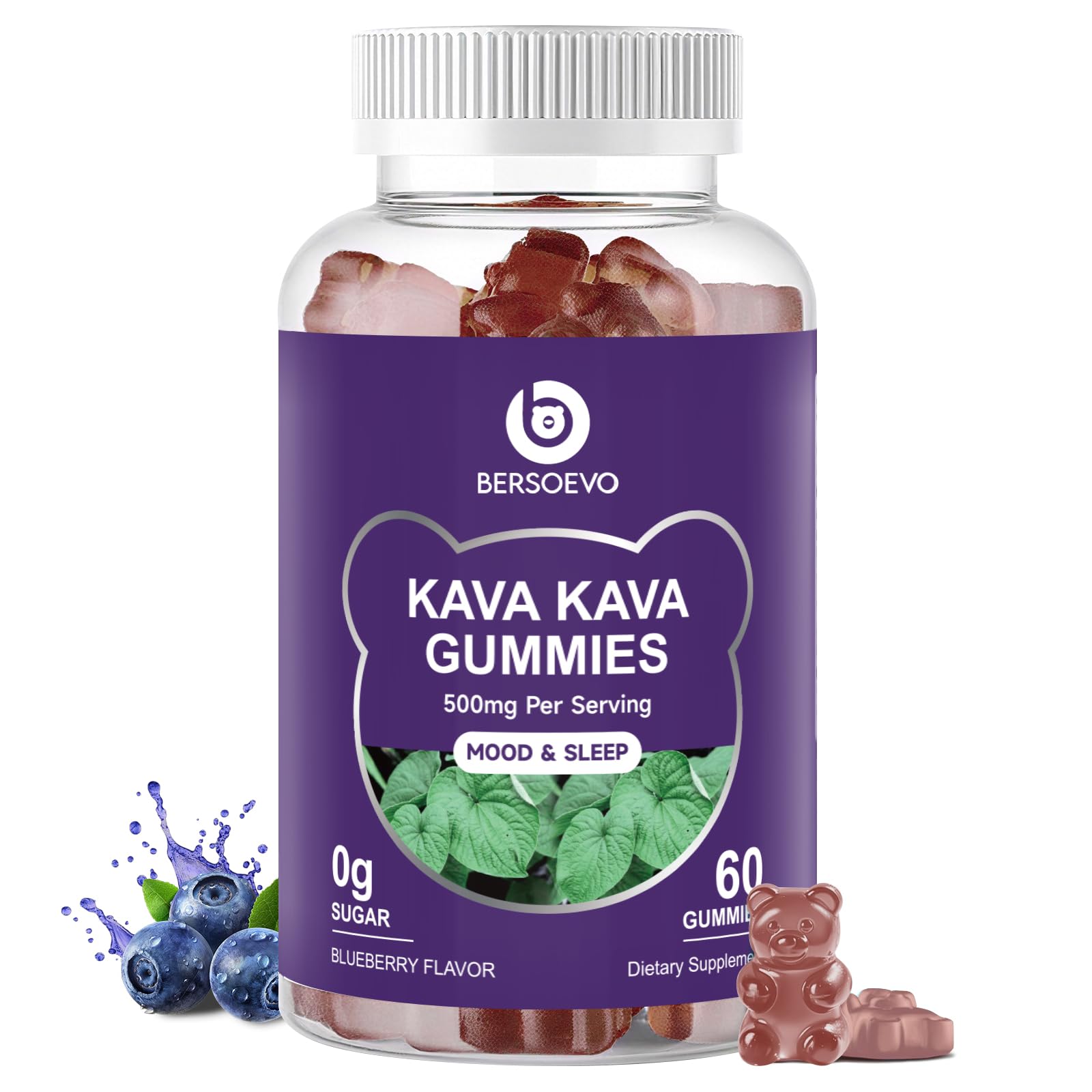BERSOEVO Kava Gummies 500mg, 60 Count