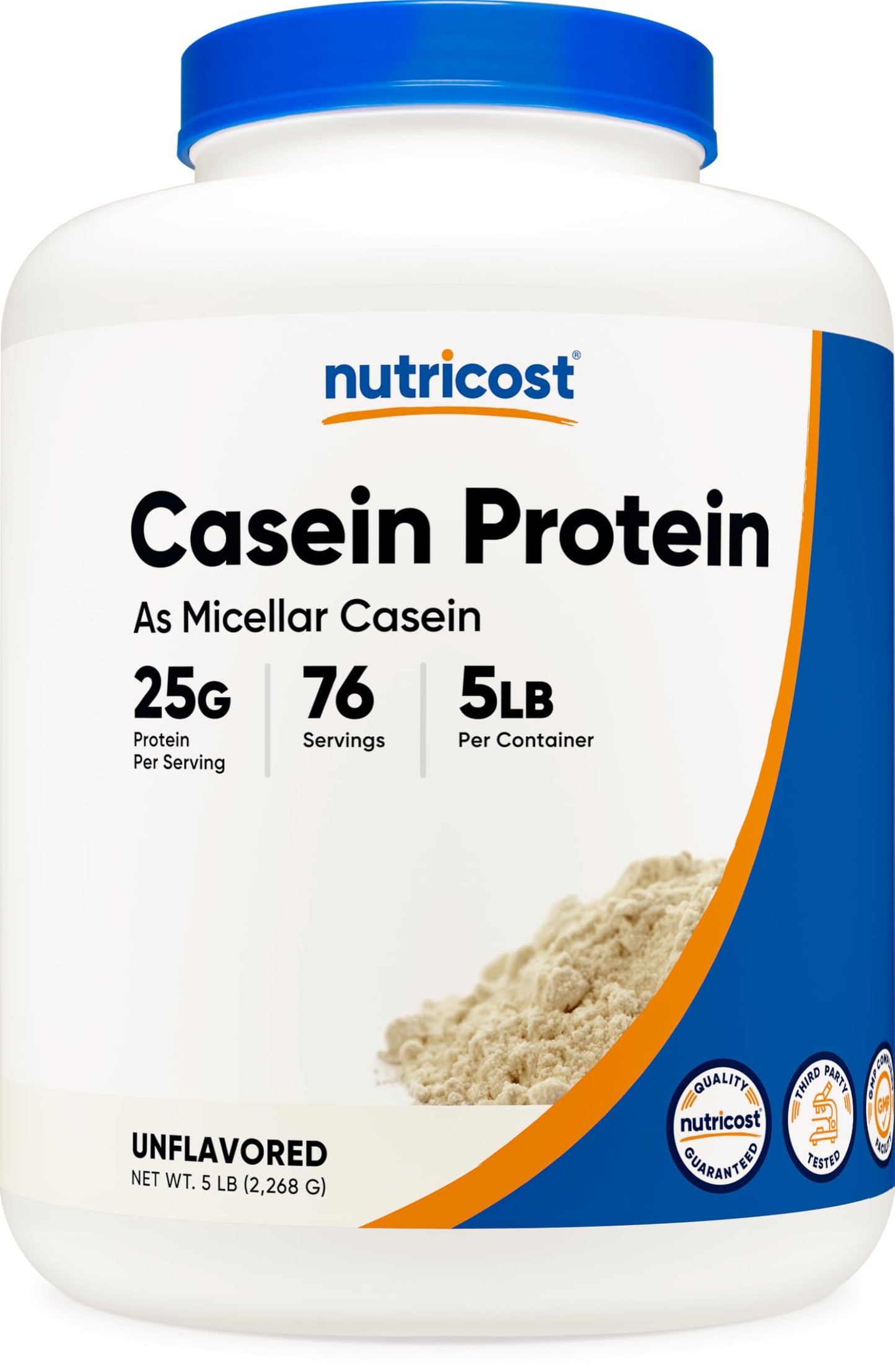 Nutricost Casein Protein Powder Micellar Casein Unflavored, 80 Servings