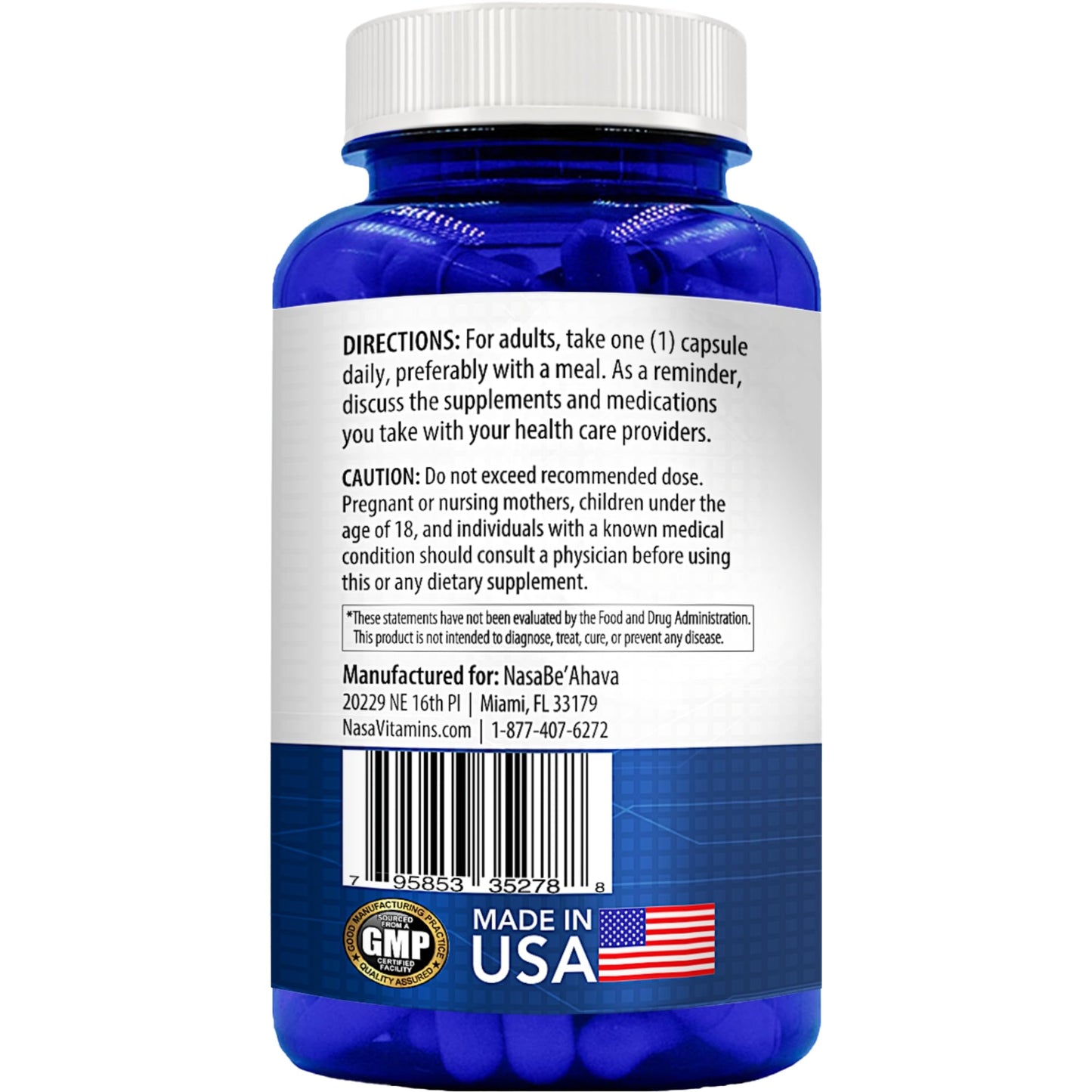 NasaBeahava Extra Strength SAM-e Supplement 1000mg per Serving Capsule, 90 Count