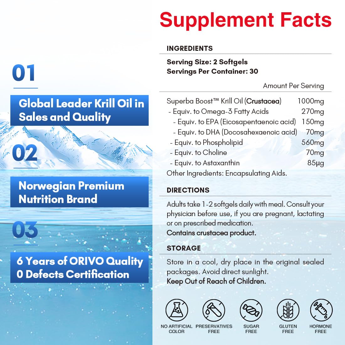 NYO3 Krill Oil 1000mg Omega 3 Supplement 60 Softgels