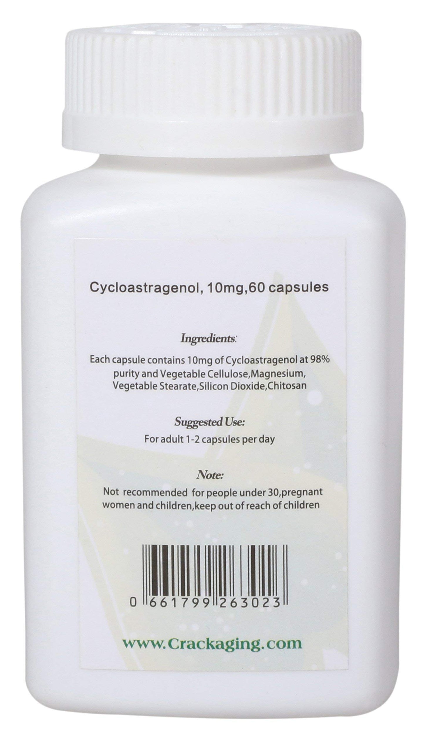 Crackaging Super-Absorption Cycloastragenol 98% Anti-Aging Supplement Telomere Nutritional 10mg, 60 Veggie Capsules