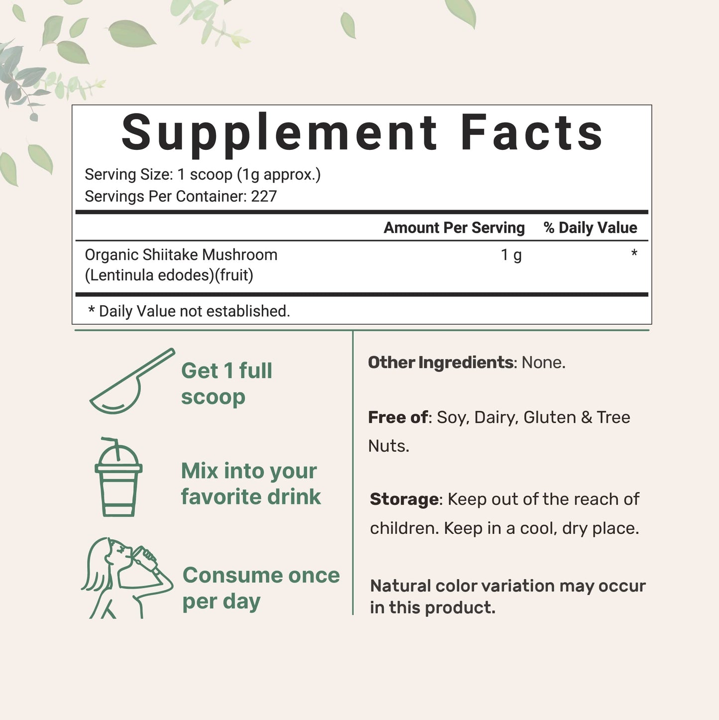 Micro Ingredients Organic Shiitake Mushroom Powder 8 oz
