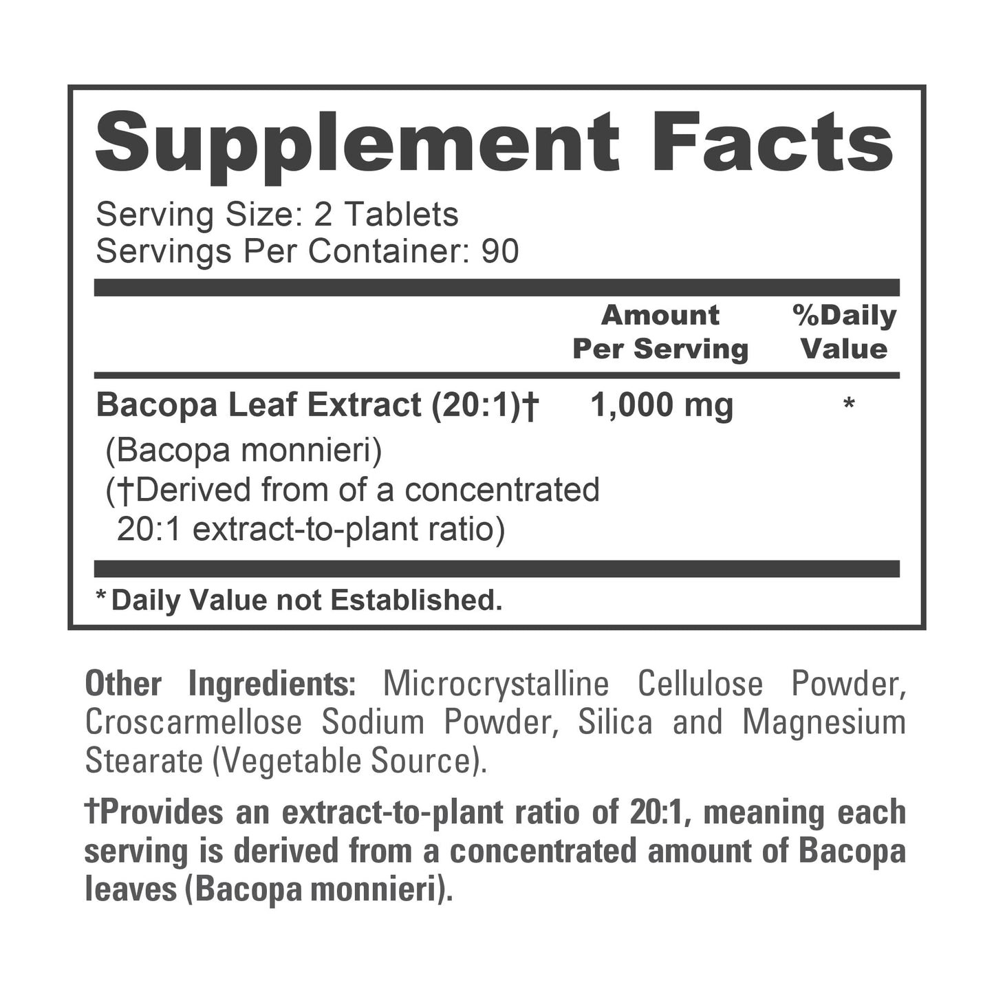 NusaPure Bacopa Monnieri Leaf Capsules, 1000mg, Non-GMO, Vegan, 180 Capsules