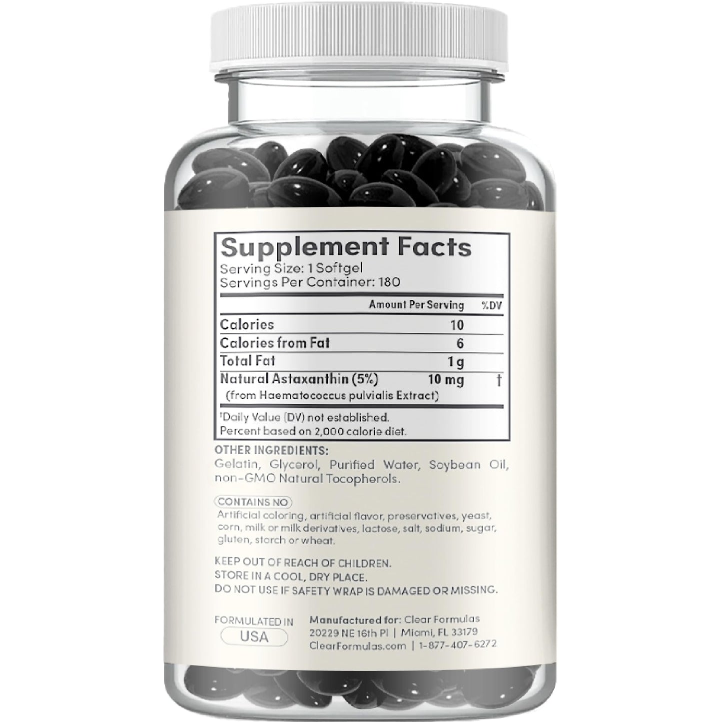 Clear Formulas Astaxanthin Softgels 180 Count