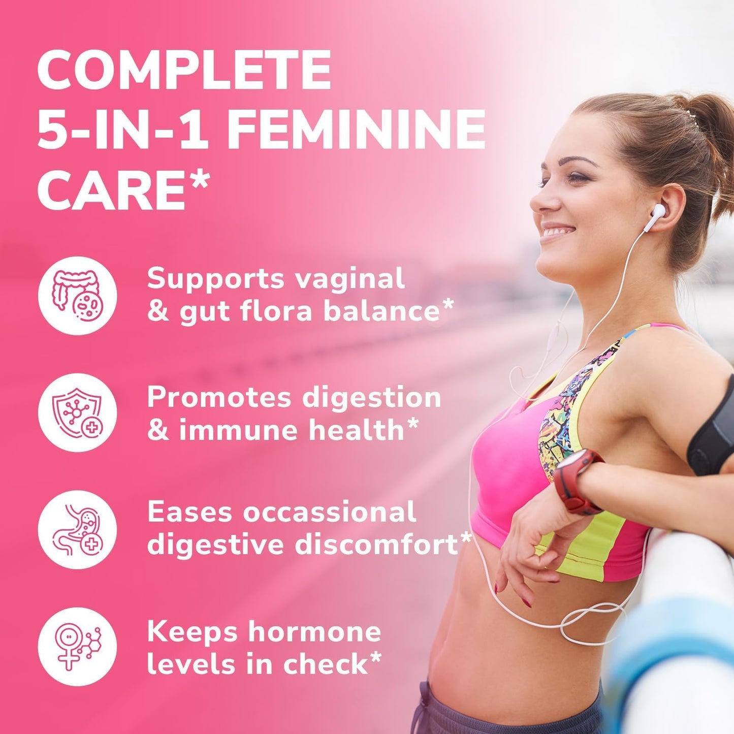 Vitalibre Probiotics for Women 100 Billion CFU 15 Strains, DailyProbiotic & Prebiotic Supplement with Organic Cranberry to Support Vaginal, Digestive, Immune Health, Shelf Stable, 60 Capsules