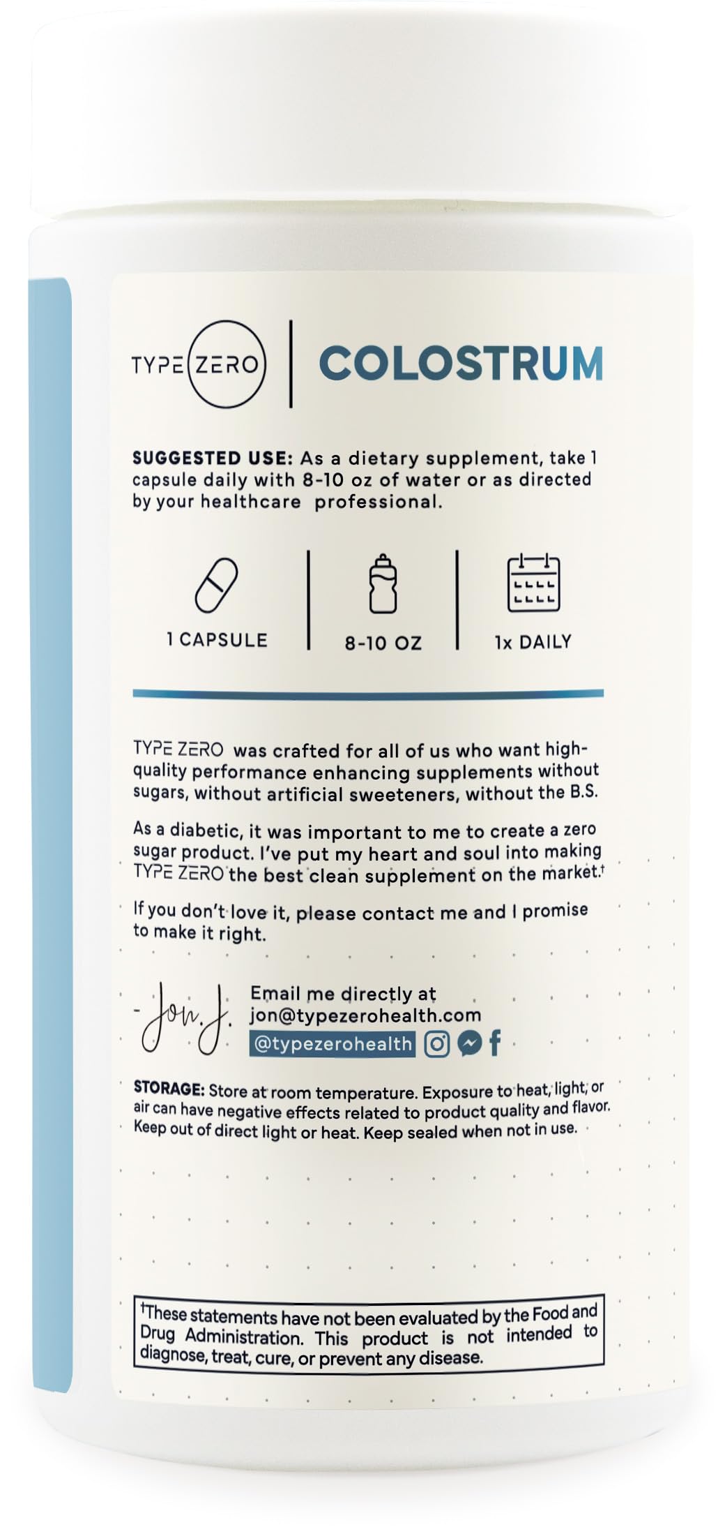 Type Zero Colostrum Supplement (500mg) Capsules, 360 Capsules