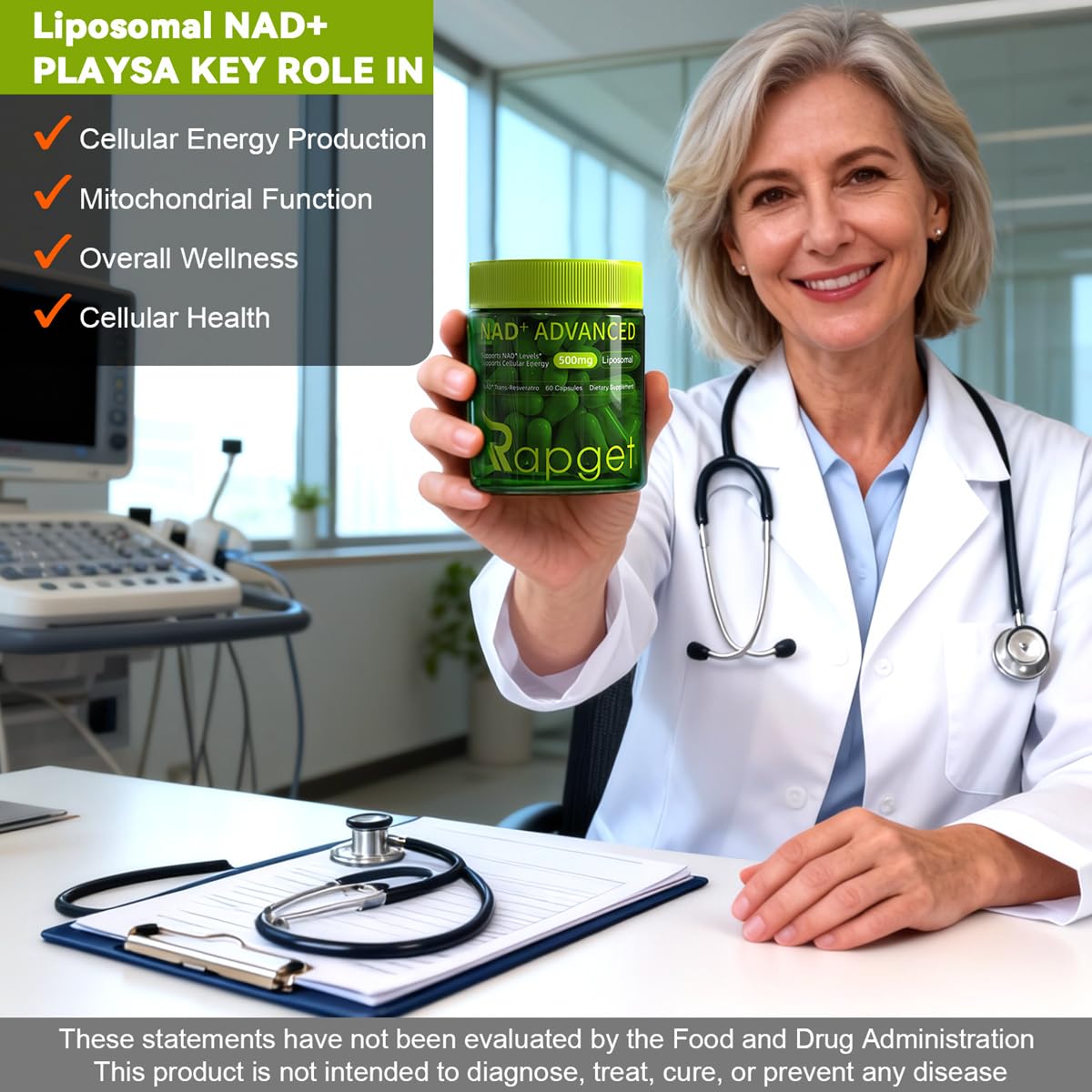 RAPGET Liposomal NAD + Resveratrol Capsule, 60 Capsules