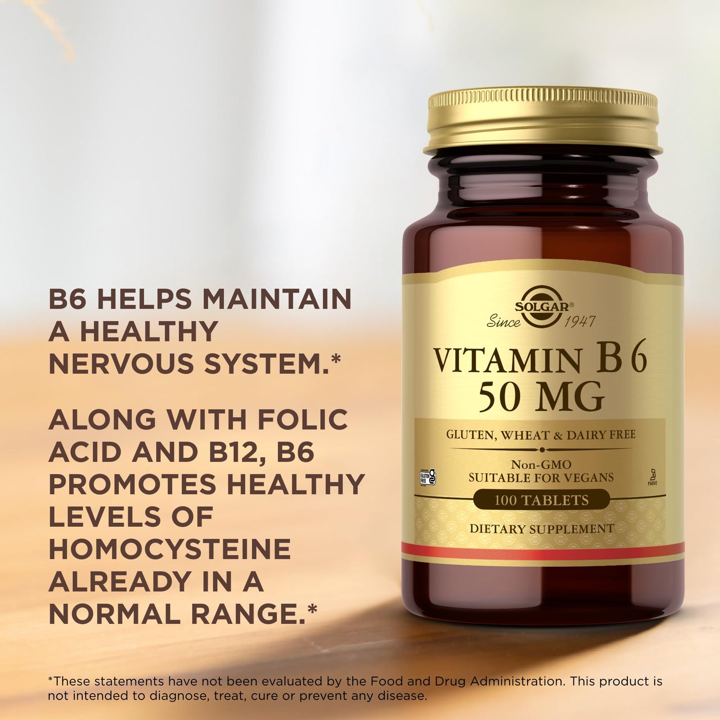 Solgar Vitamin B6 50 mg Tablet, 100 Tablets
