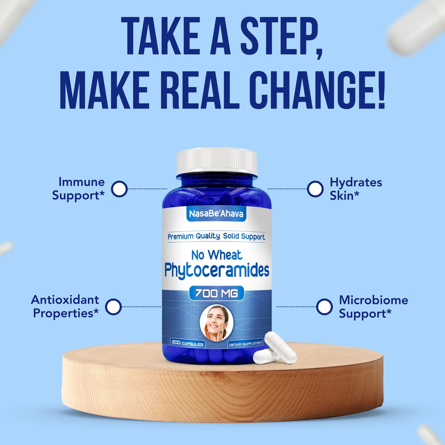 NasaBeahava Extra Strength Phytoceramides Supplement 700mg Capsules, 200 Count