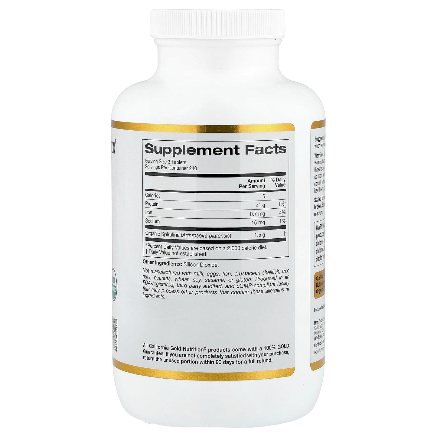 California Gold Nutrition Certified Organic Spirulina Tablets 720