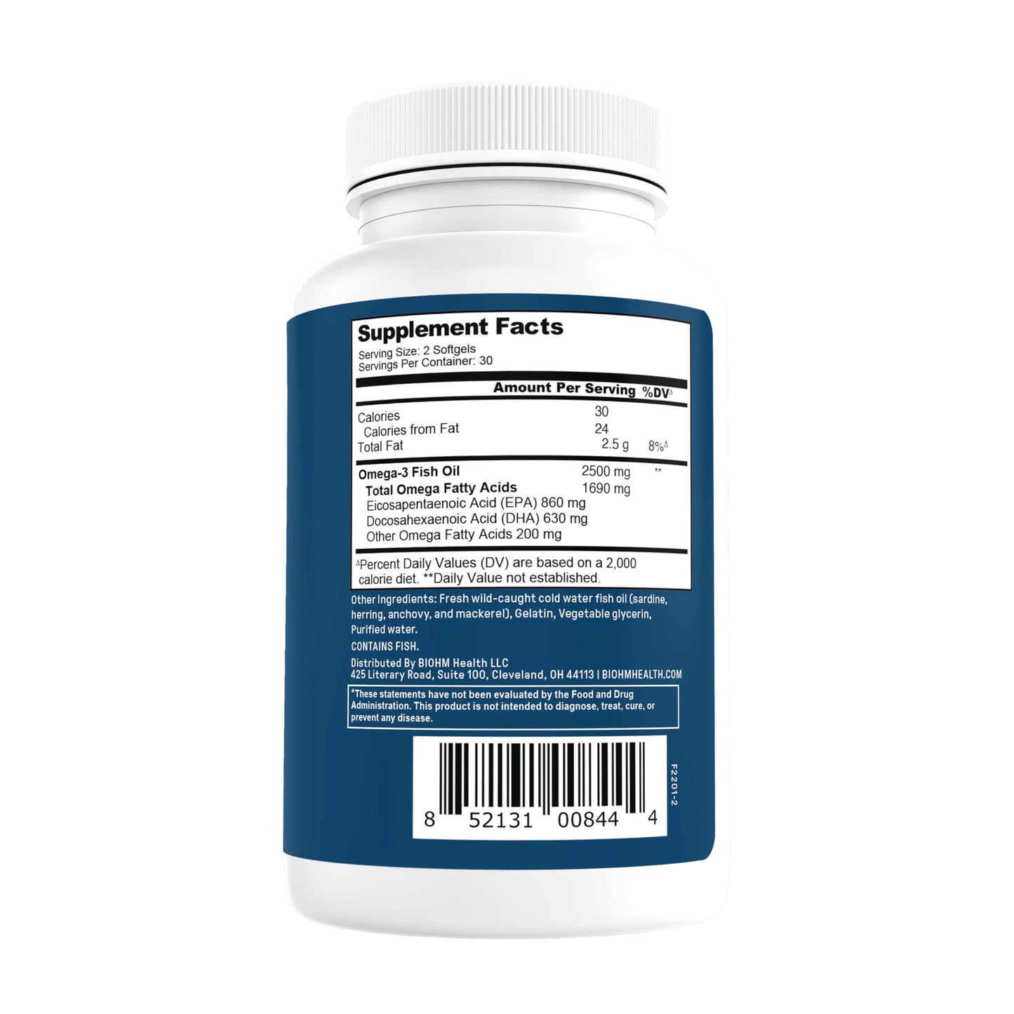 BIOHM Omega-3 Fish Oil 2500mg Softgel, 60 Softgels