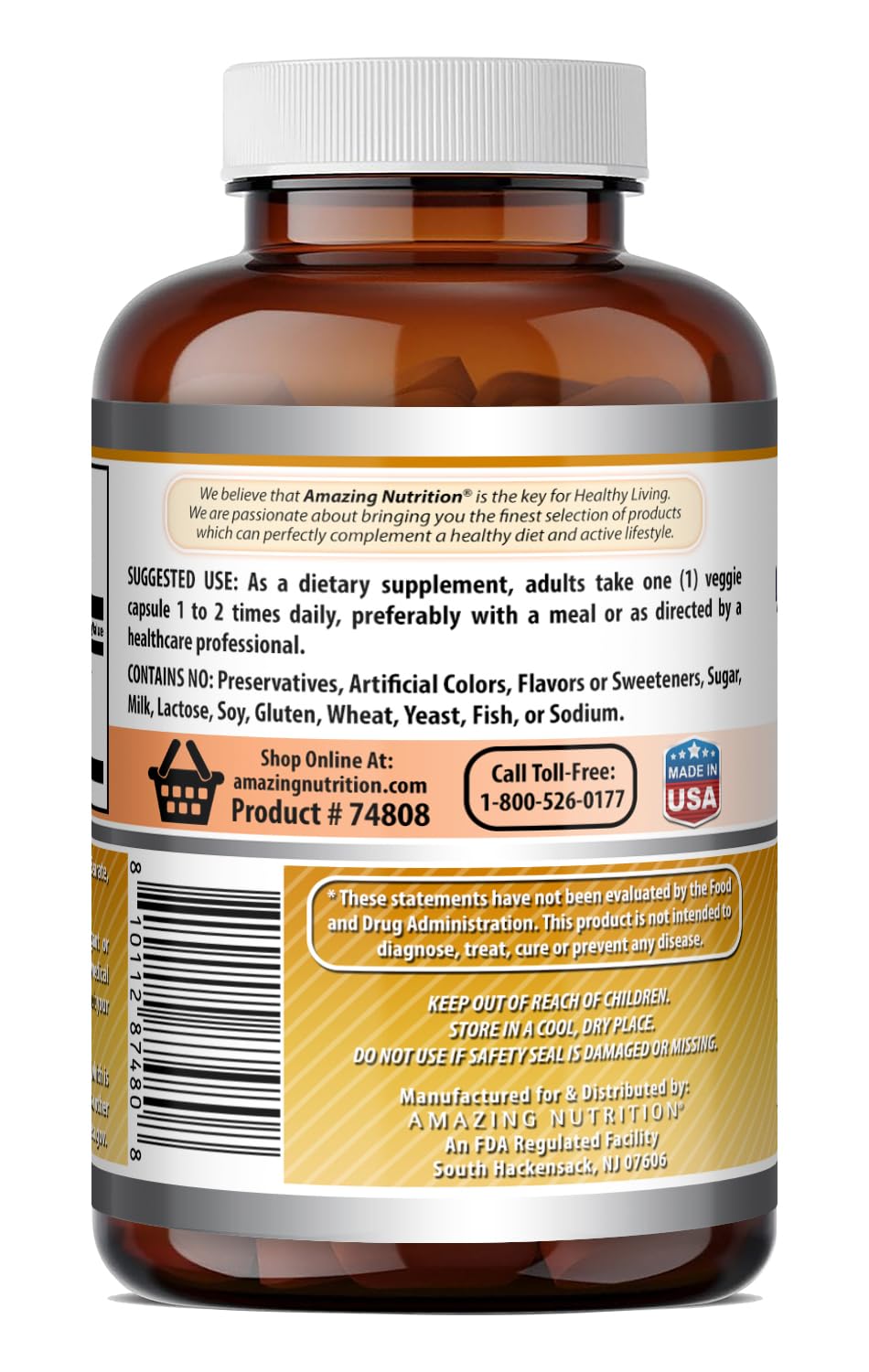 Amazing Nutrition Maca 500 Mg (10:1 Extract) Veggie Capsules, 1 Count