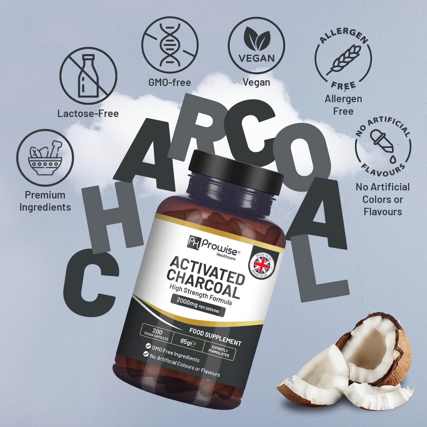 PH PROWISE Healthcare Activated Charcoal Capsules 200 Capsules