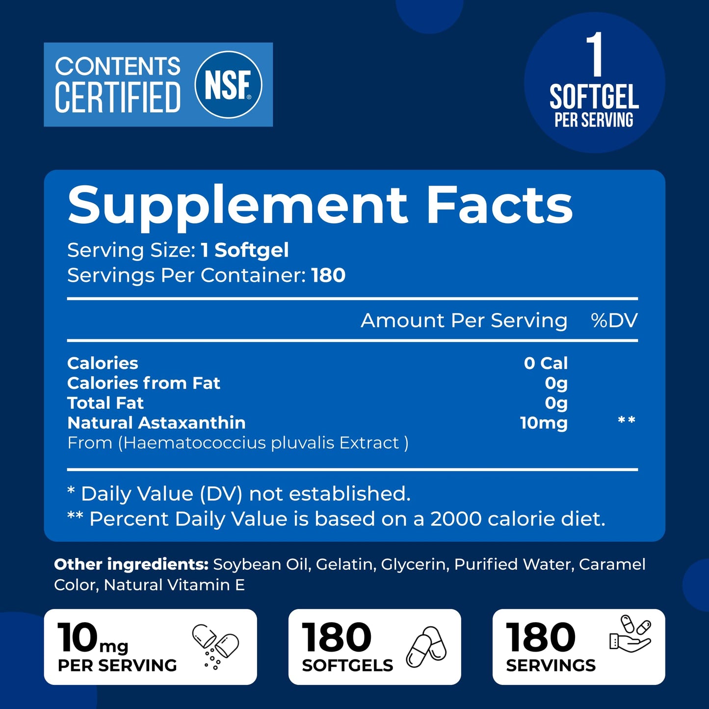 We Like Vitamins NSF Certified Astaxanthin Supplement Softgels 180