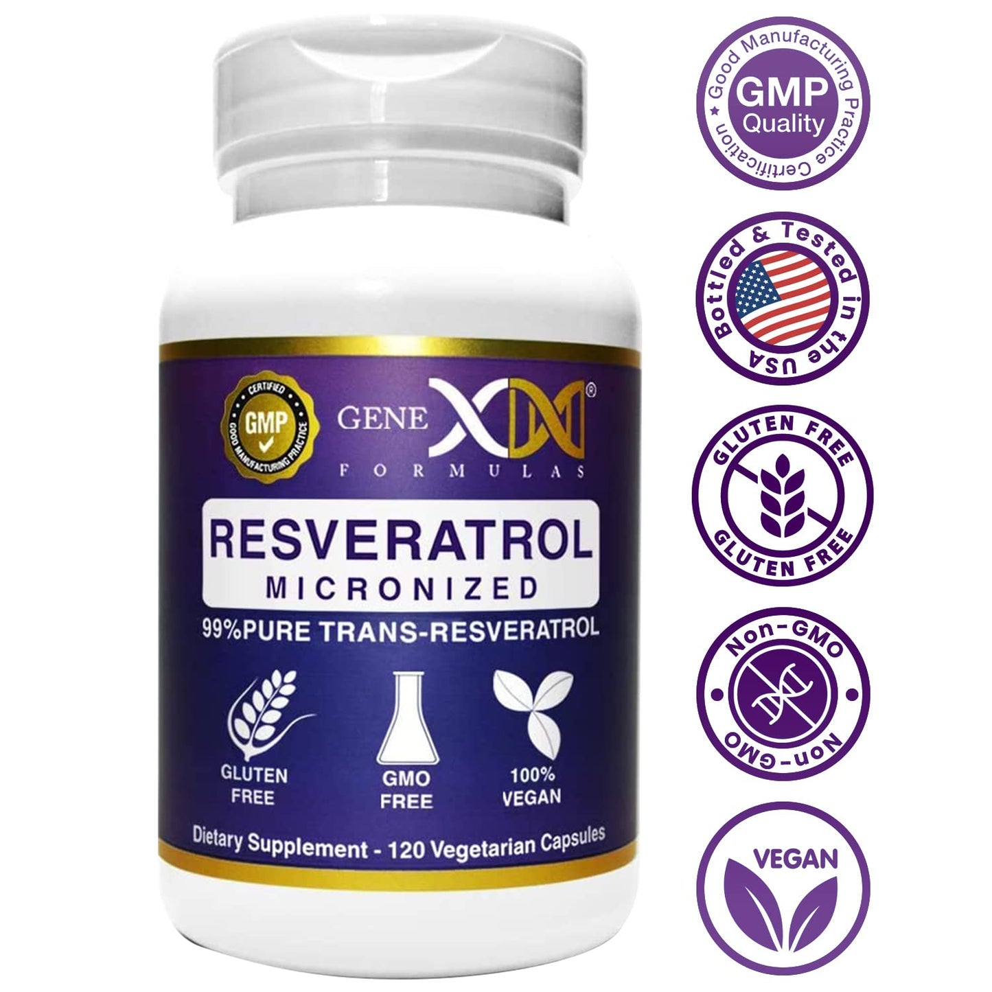 Genex Formulas Trans-Resveratrol 1000mg Capsules, 120 Count