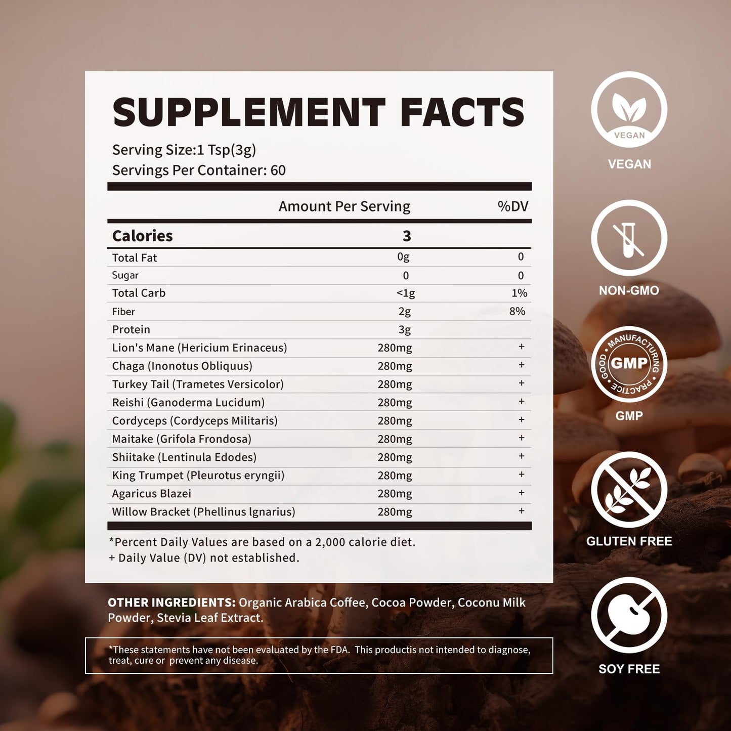 Allcoovita Mushroom Coffee Powder 6.35