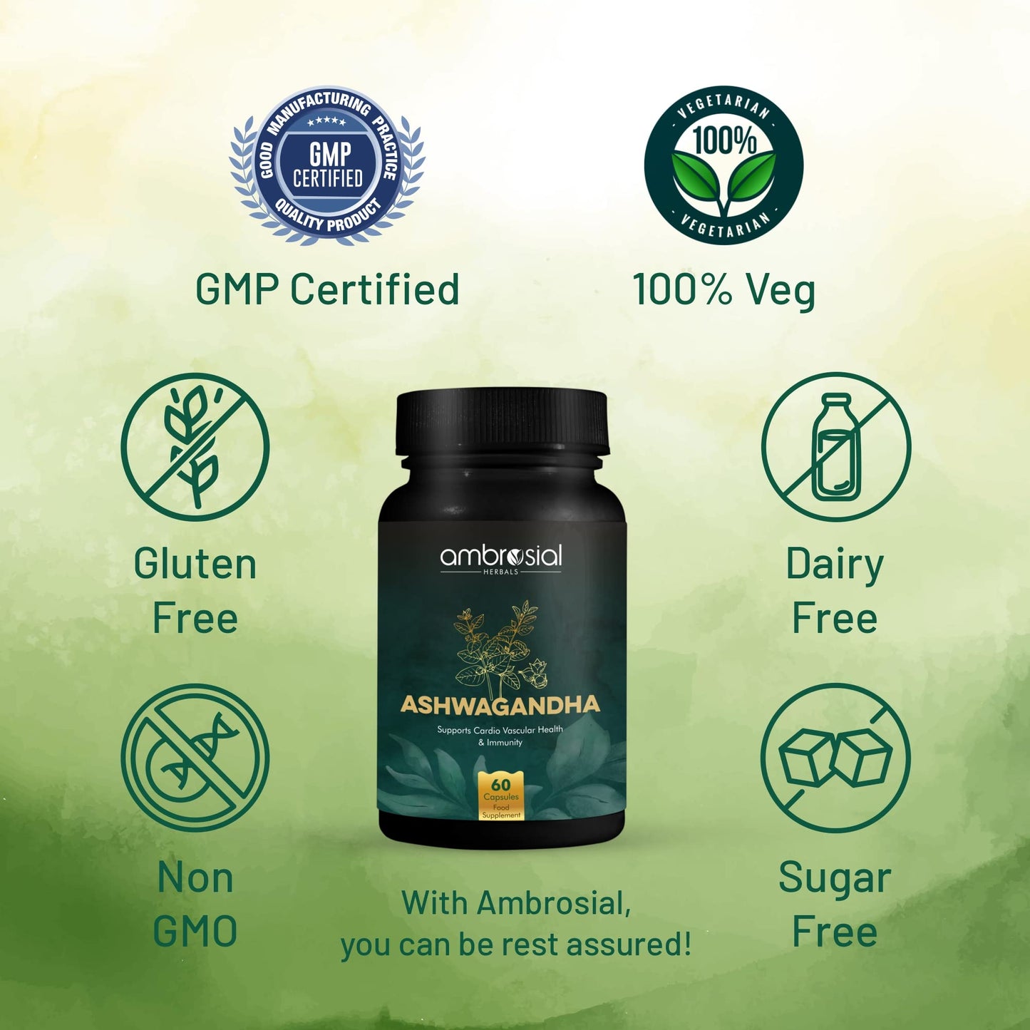 AMBROSIAL Ashwagandha 500mg Capsule, 60 Count