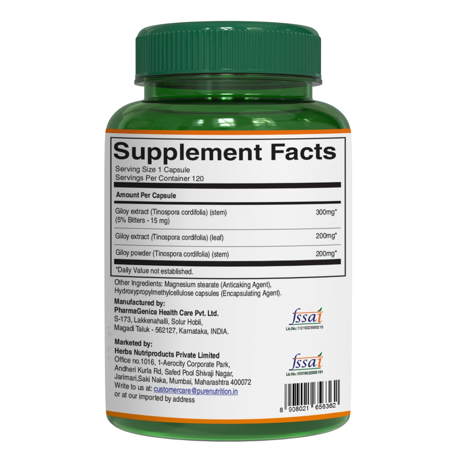 PURE NUTRITION NATURAL TREASURES Giloy (Guduchi) 700 mg Capsule, 120 Count
