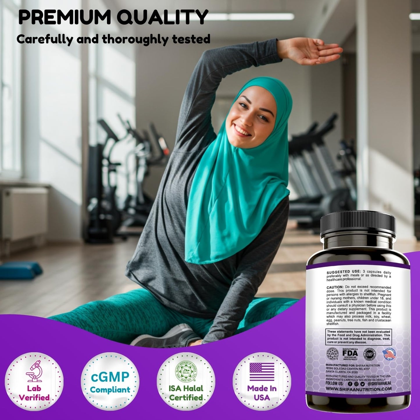 SHIFAA NUTRITION Joint Support Supplement with Glucosamine Chondroitin MSM Capsules, 90 Capsules