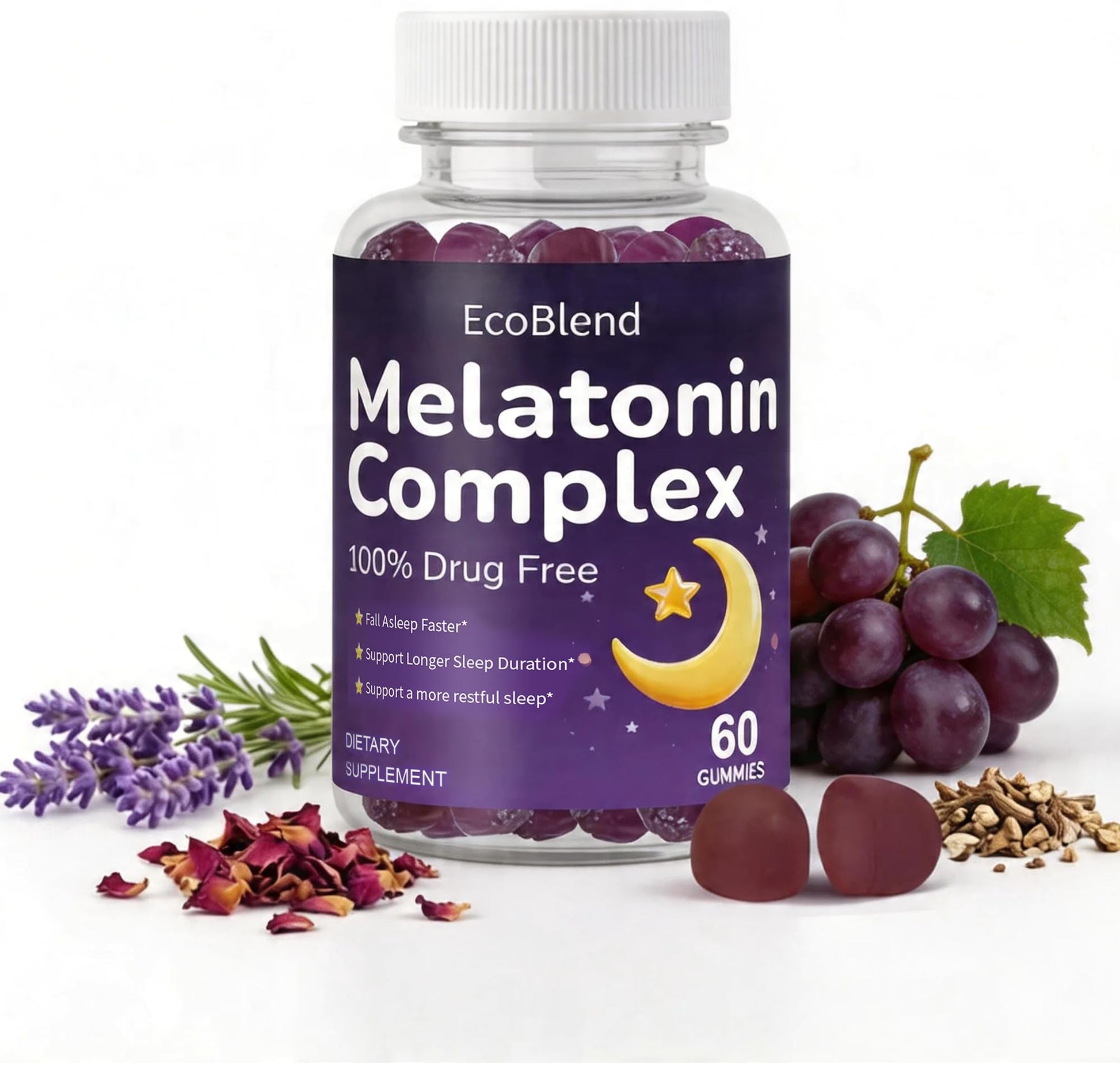 EcoBlend Sleep Gummies 10mg Melatonin Magnesium Sleep Supplement for Adults, Raspberry Flavor, 90 Gummies