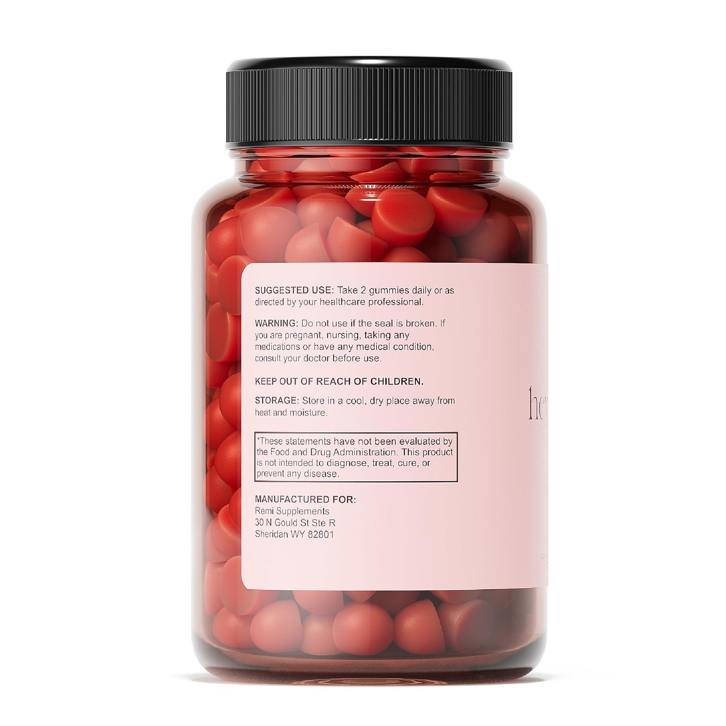 heyremi Sugar-Free Apple Cider Vinegar Gummies, 60 Gummies