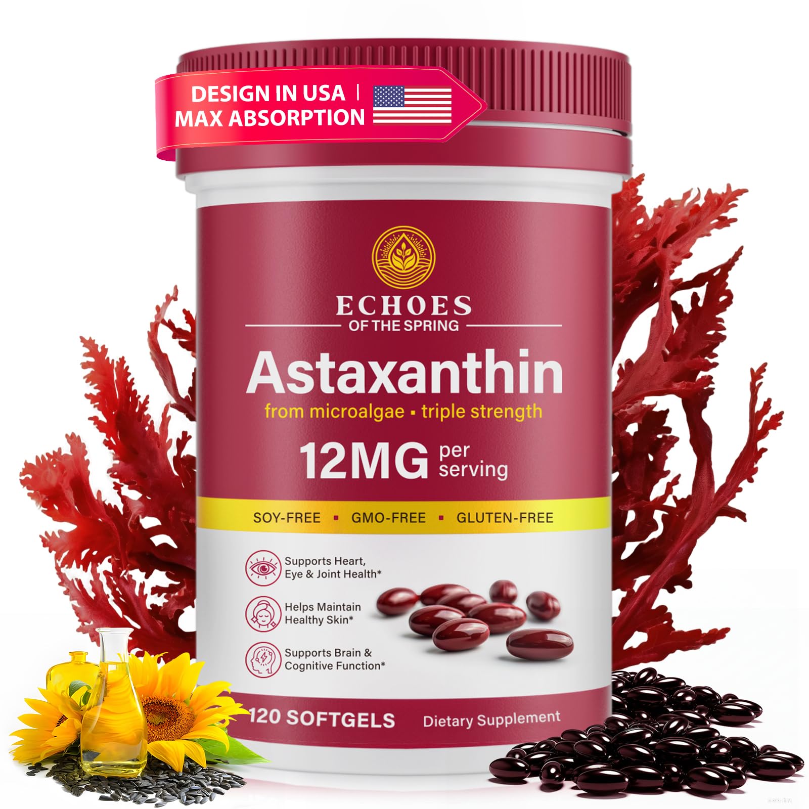 Echoes of the spring Astaxanthin 12mg Softgel 120 Count