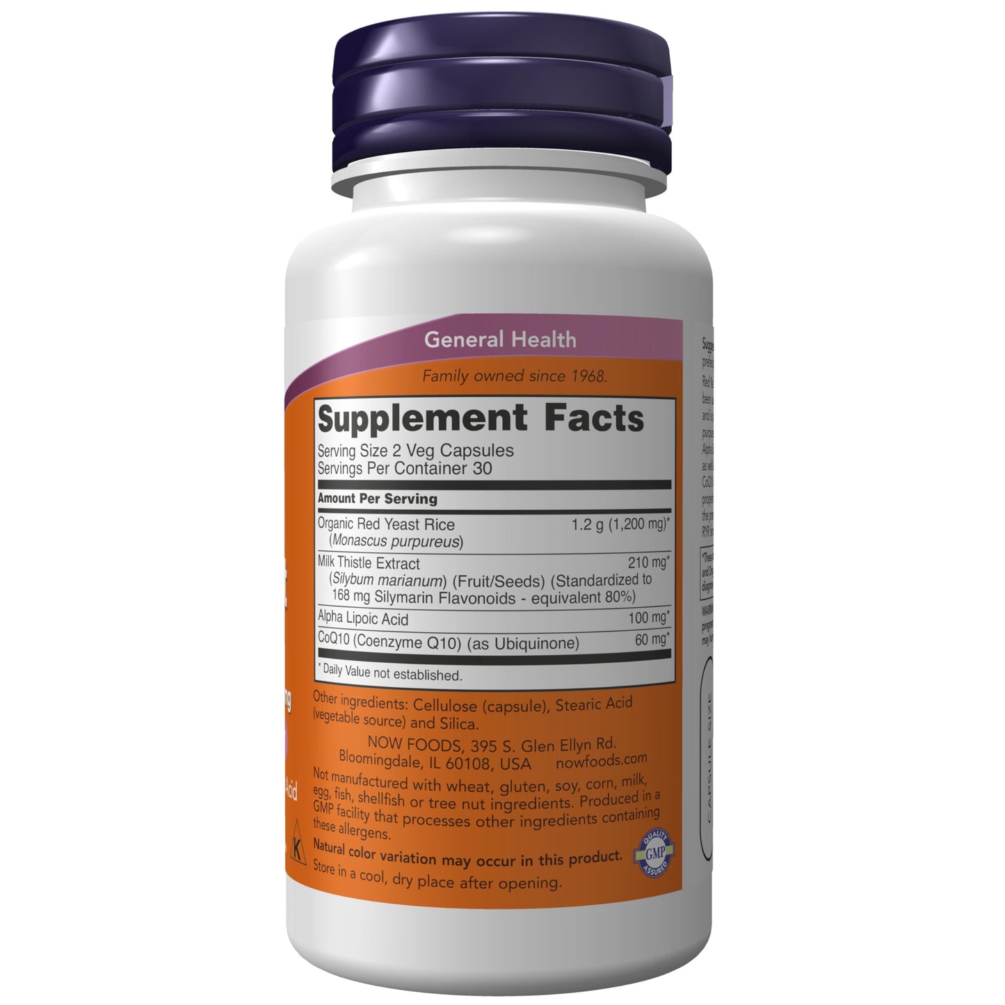 NOW Foods Red Yeast Rice with CoQ10, Milk Thistle & Alpha Lipoic Acid Capsules, 60 Count