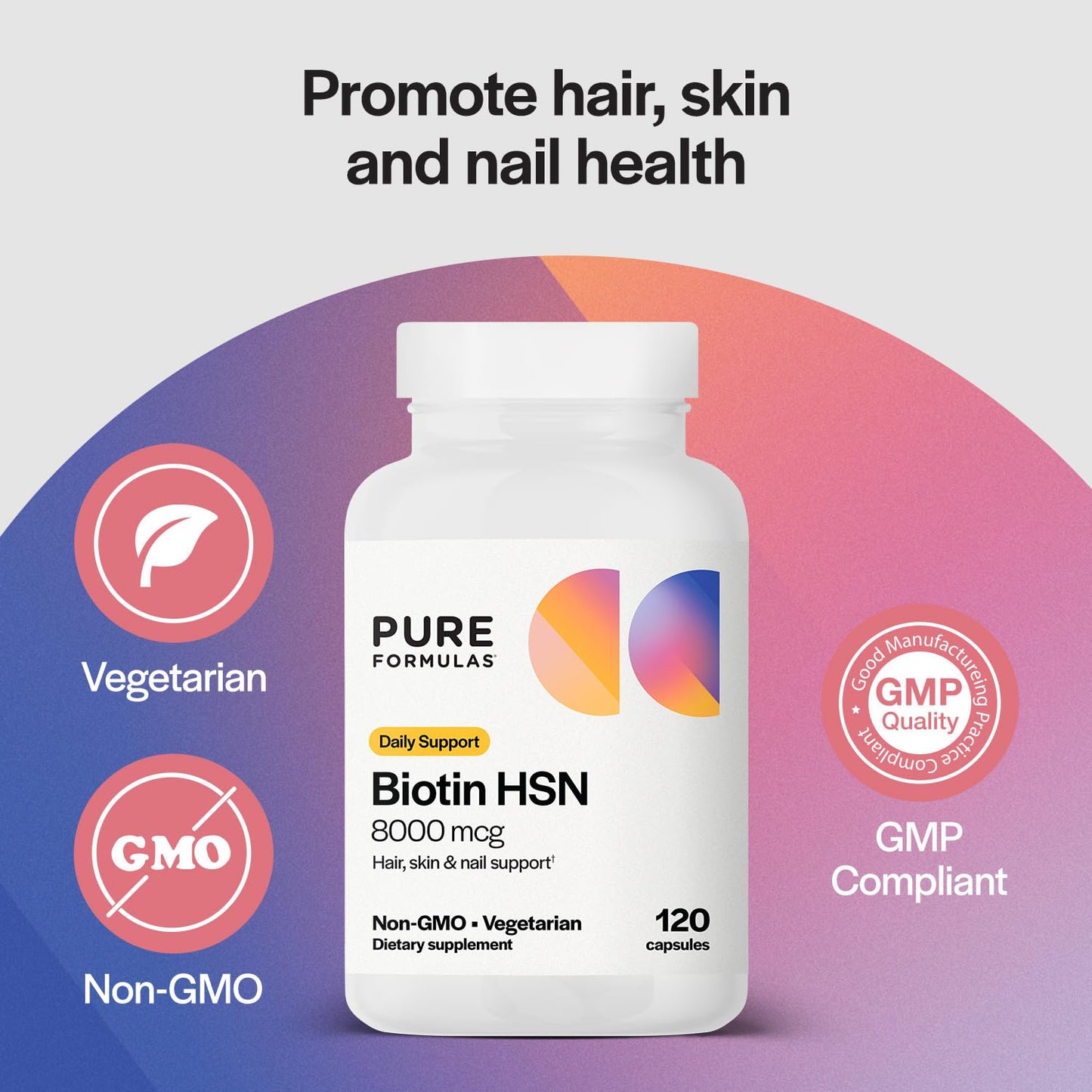 PureFormulas Biotin 8000 mcg Hair Skin Nails Biotin Supplement Biotina, Biotin Hair Growth Vitamins B7 Supplement for Women & Men, 240 Capsules