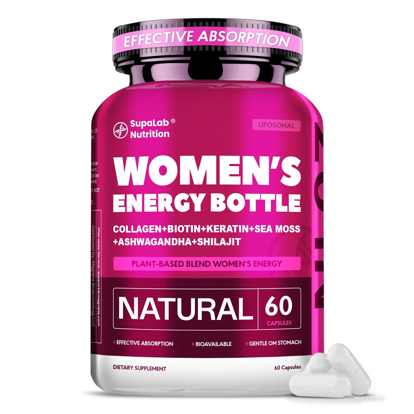 MEGNETA Women's Powerful Energy + Beauty Support Capsules, 60 Capsules
