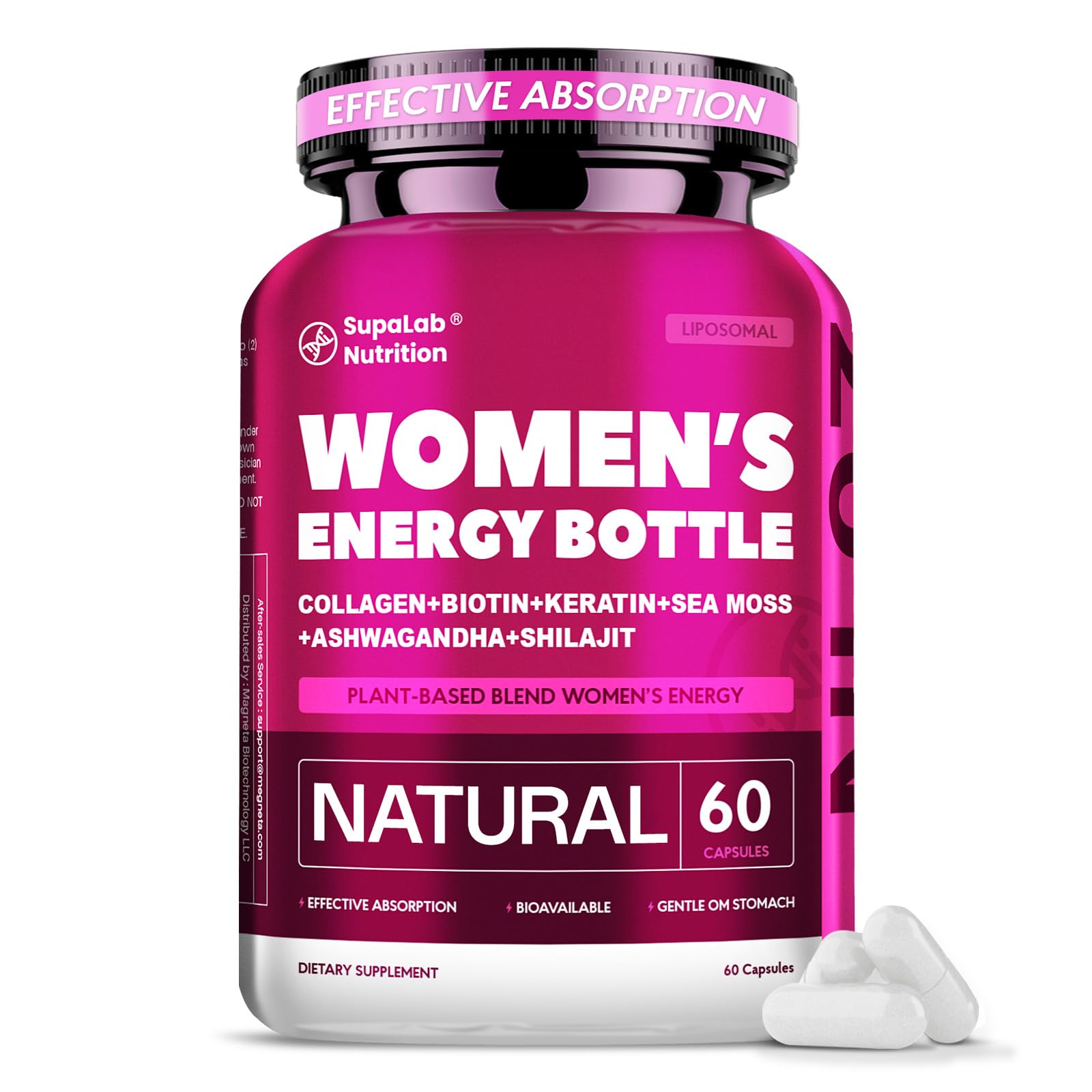 MEGNETA Women's Powerful Energy + Beauty Support Capsules, 60 Capsules