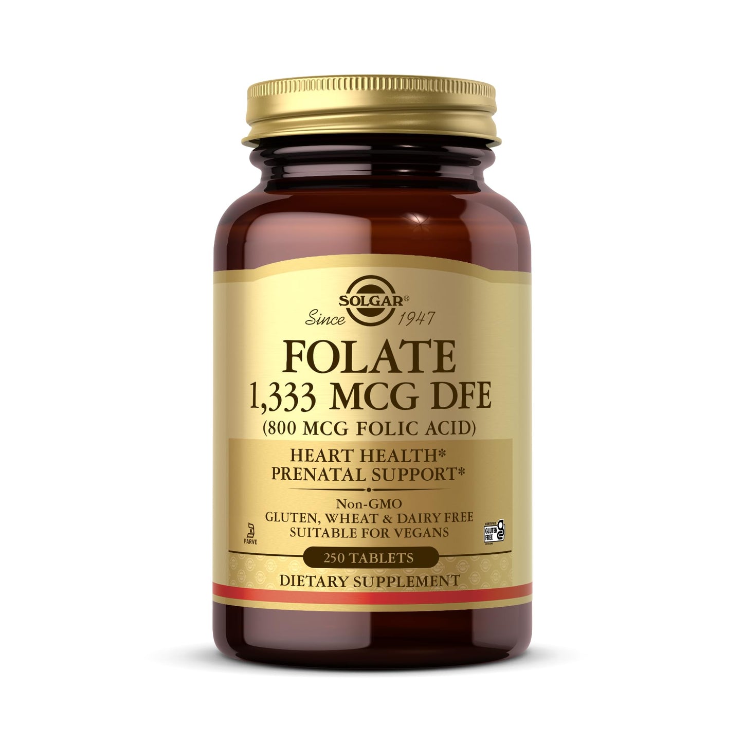 Solgar Folate 1,333 mcg DFE (Folic Acid 800 mcg) Capsule, 250 Count