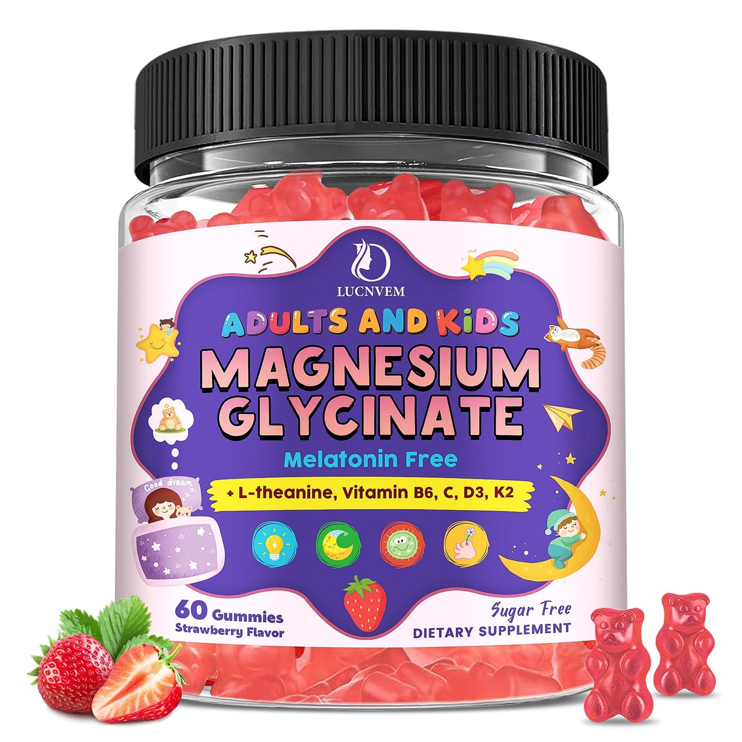 LUCNVEM Magnesium Glycinate Gummies 60 Count