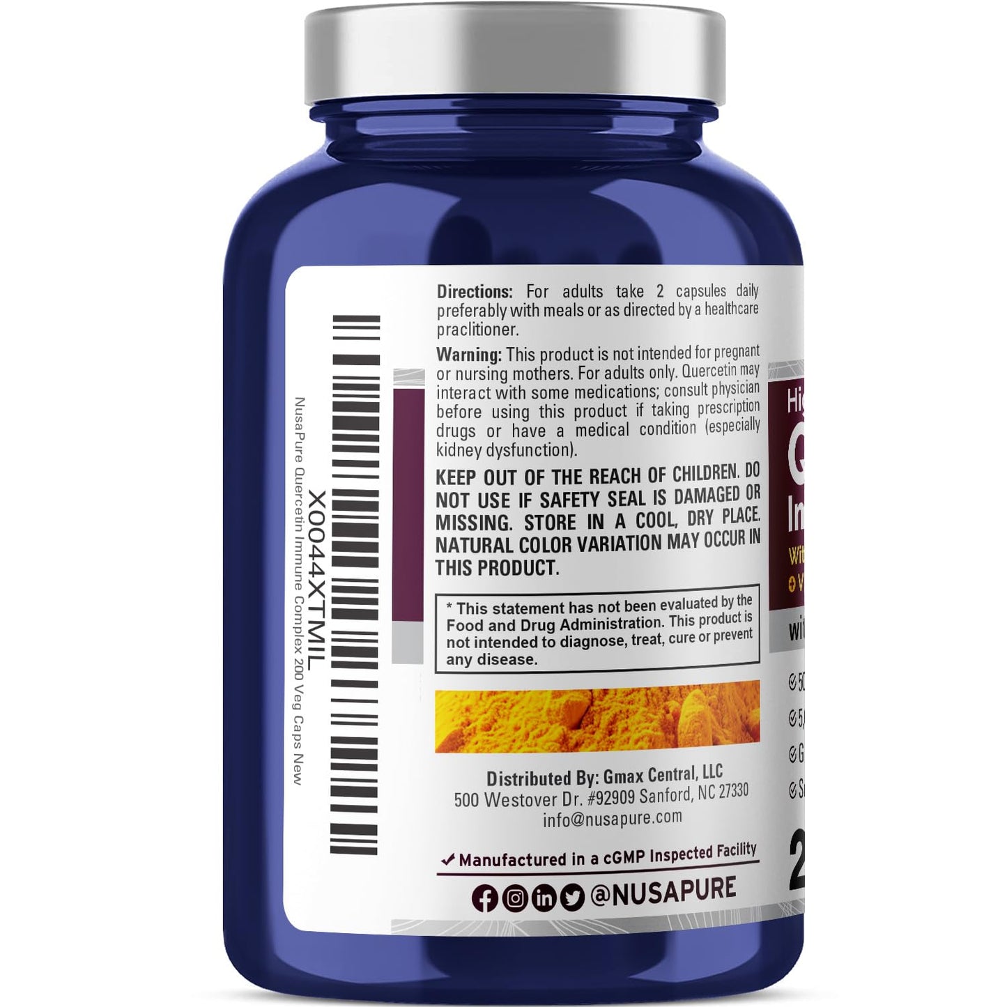 NusaPure Quercetin Complex Capsules, 200 Count