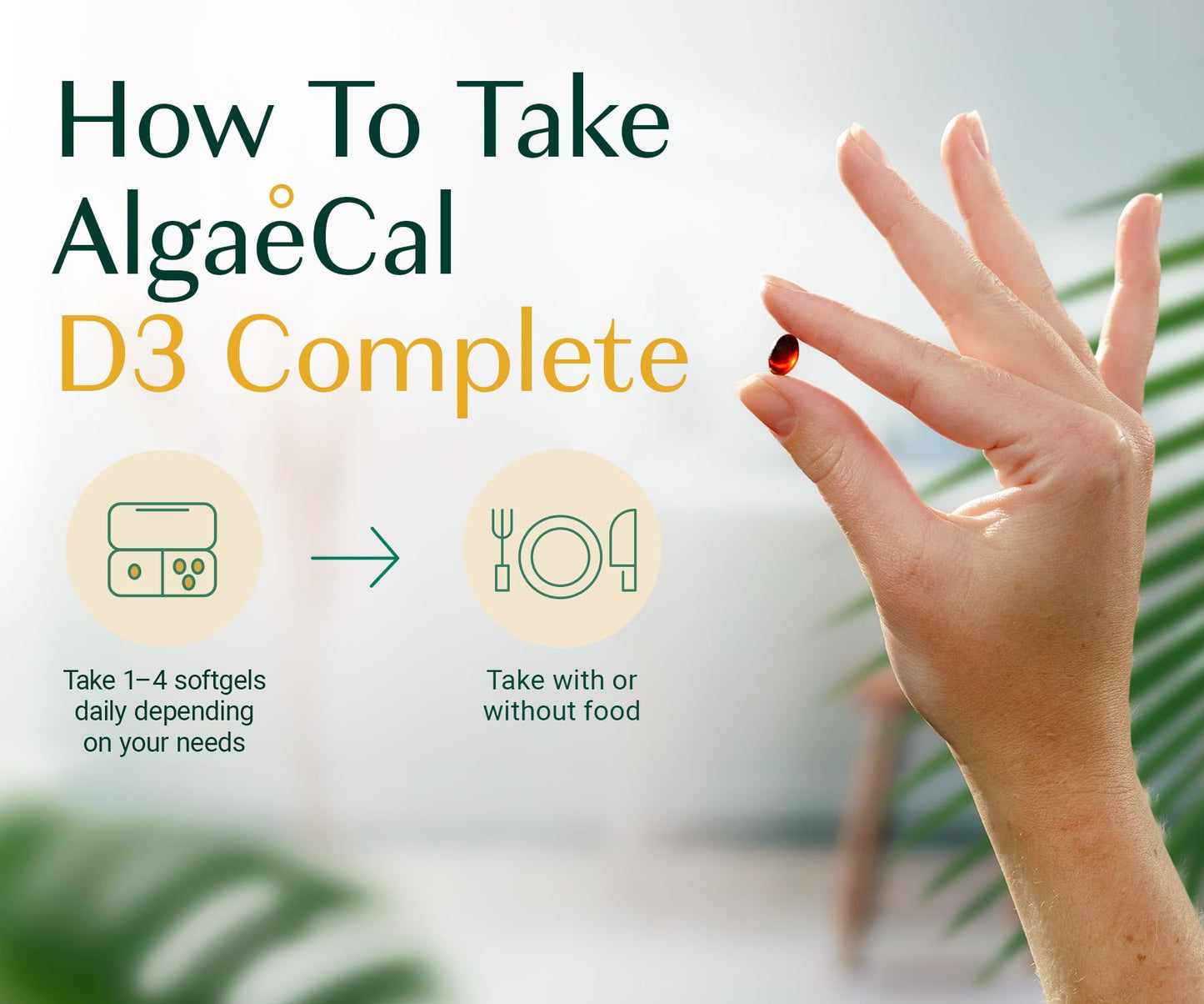 ALGAECAL Vitamin D3 Complete (1000 IU) + Vitamins K2, E & A + Plant-Based Calcium for Stronger Bones & Fish Oil Omega 3 Softgel, Capsule, Liquid Emulsion 180
