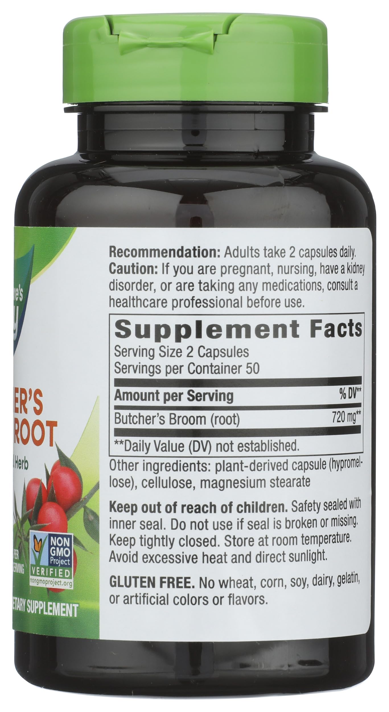 Nature's Way Butchers Broom Root 470mg Capsules, 100 Capsules