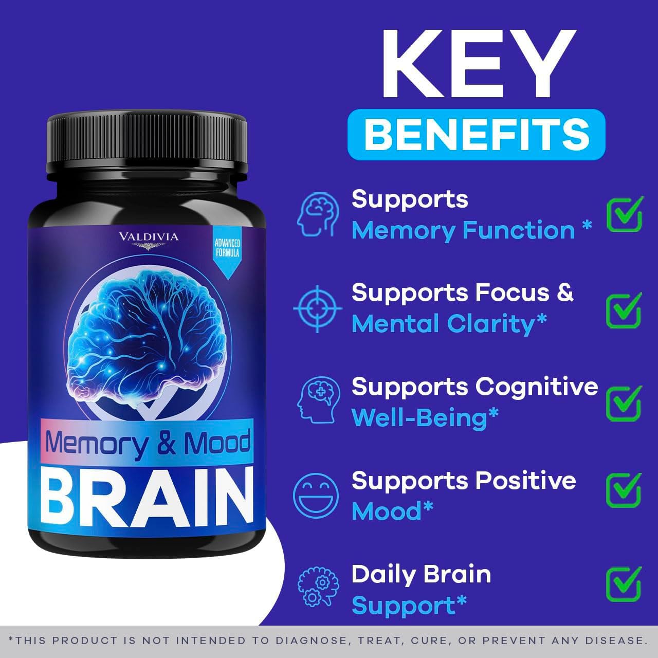 Valdivia Memory Mood and Brain Capsules, 60 Capsules