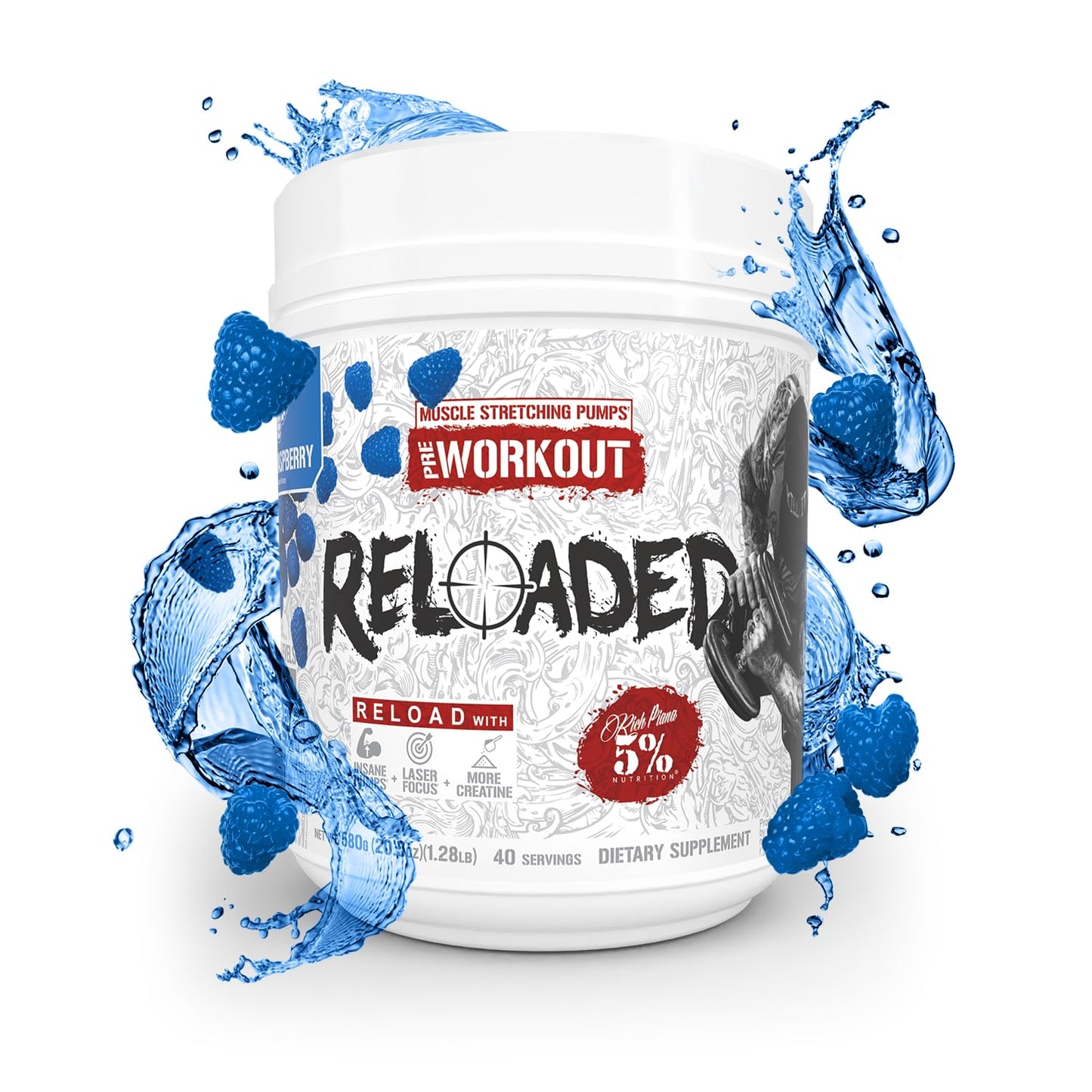 5% Nutrition Rich Piana Reloaded High Stim Pre-Workout Powder, 18 Servings