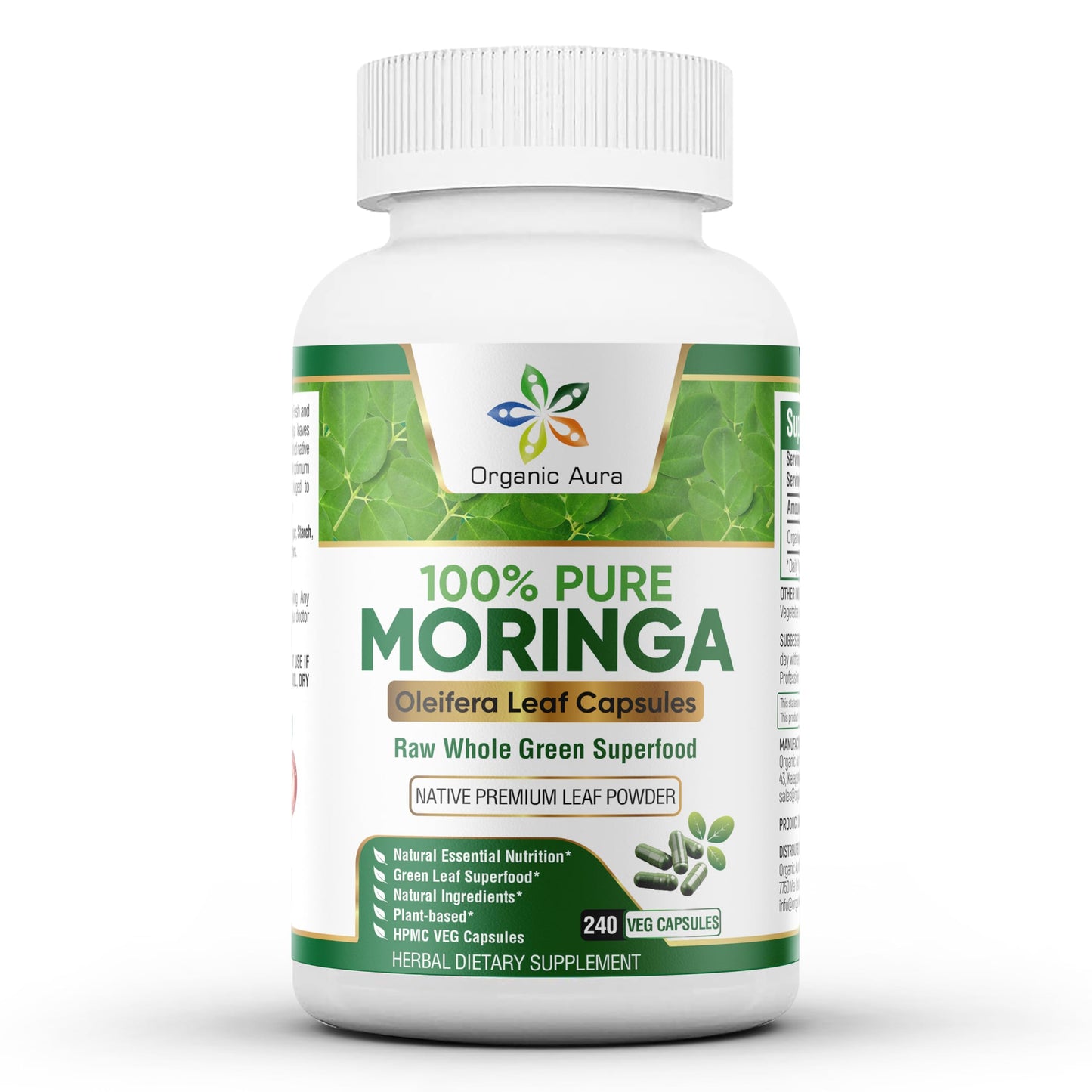 Organic Aura International Moringa Capsules, 240 Capsules